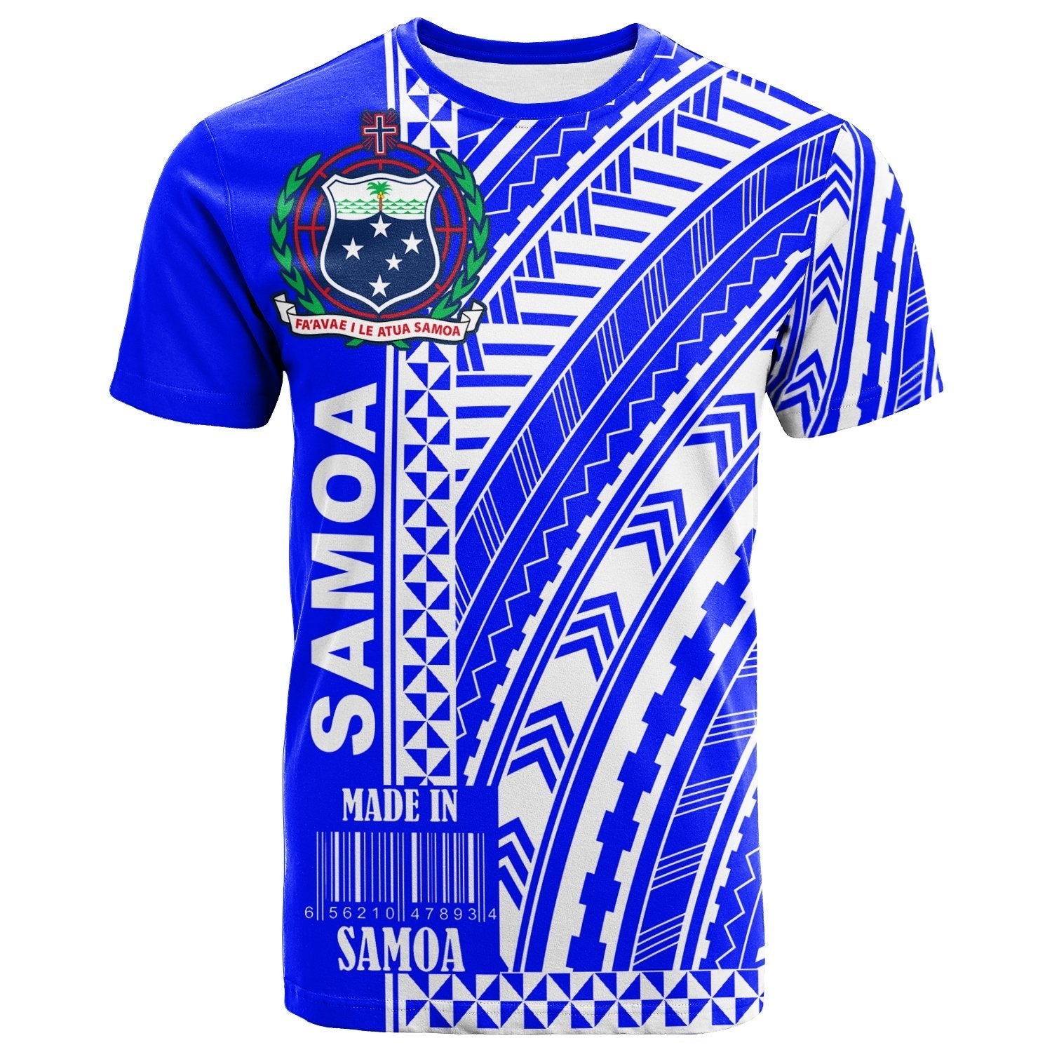 Samoa T shirt - Barcode Blue Color - Vibe Hoodie Shop