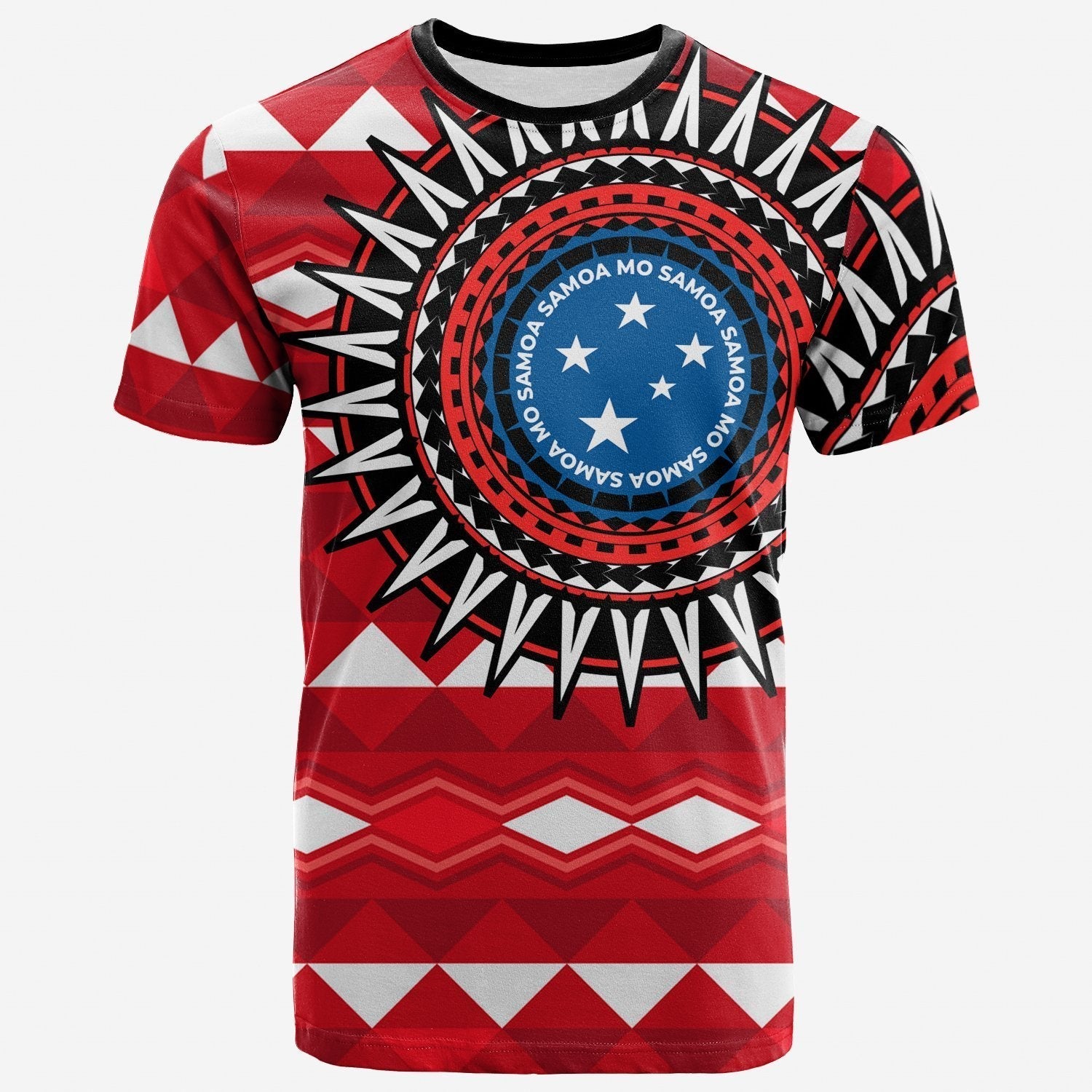 Samoa T shirt - Polynesian Red Tribal Seamless Pattern - Vibe Hoodie Shop