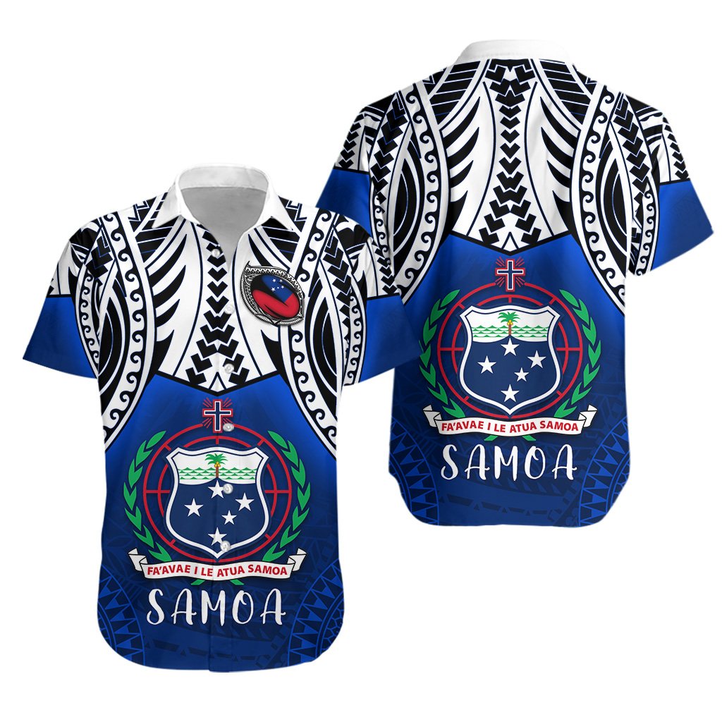 Samoa Rugby Hawaiian Shirt Tribal Pattern - Vibe Hoodie Shop