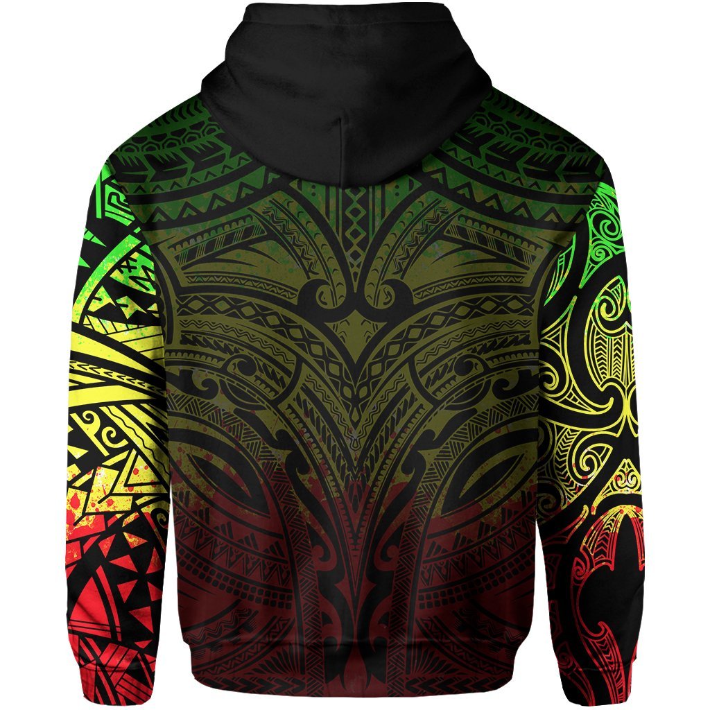 New Zealand Zip Hoodie, Maori Polynesian Tattoo Reggage - Vibe Hoodie Shop