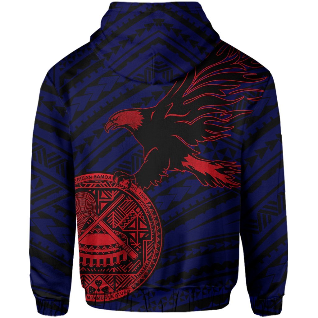 American Samoa Coat Of Arms Bald Eagle Polynesian Hoodie Blue - Vibe Hoodie Shop