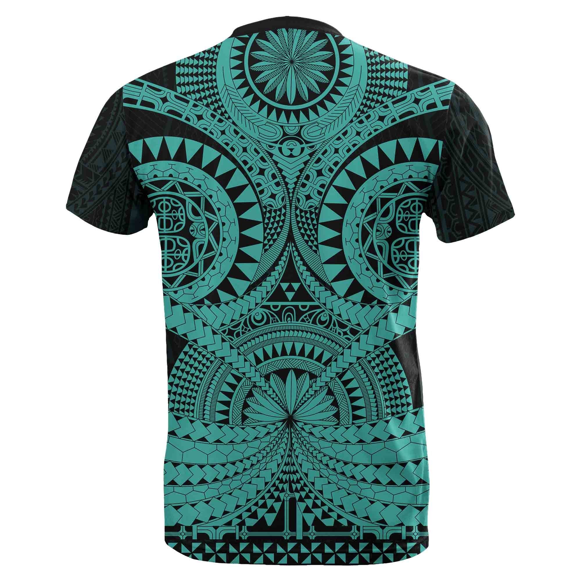 Polynesian Tattoo T shirt Turquoise 2 - Vibe Hoodie Shop