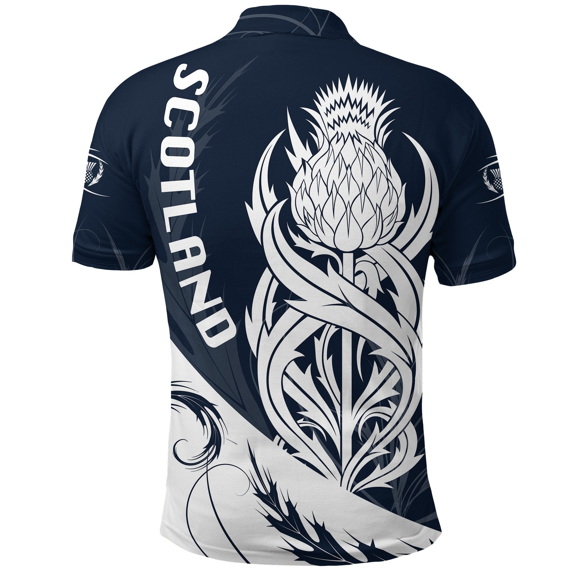 Scottish Rugby Polo Shirt Thistle Vibes - Navy - Vibe Hoodie Shop