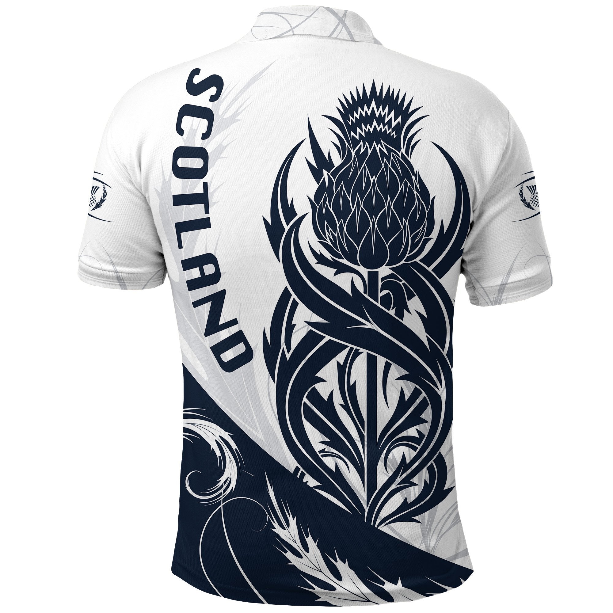 Scottish Rugby Polo Shirt Thistle Vibes - White - Vibe Hoodie Shop