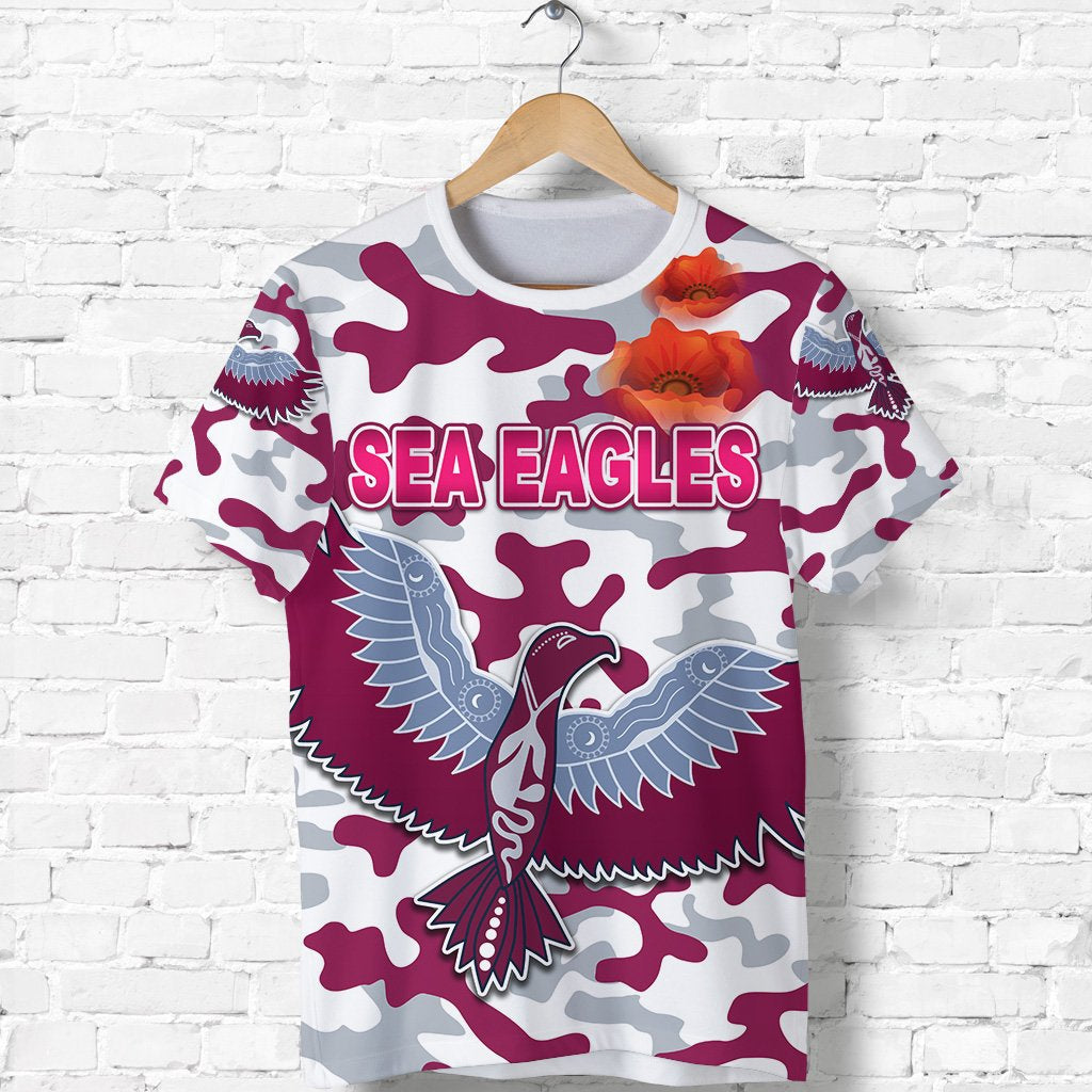 Manly Warringah T shirt Sea Eagles ANZAC Day Camouflage - Vibe Hoodie Shop