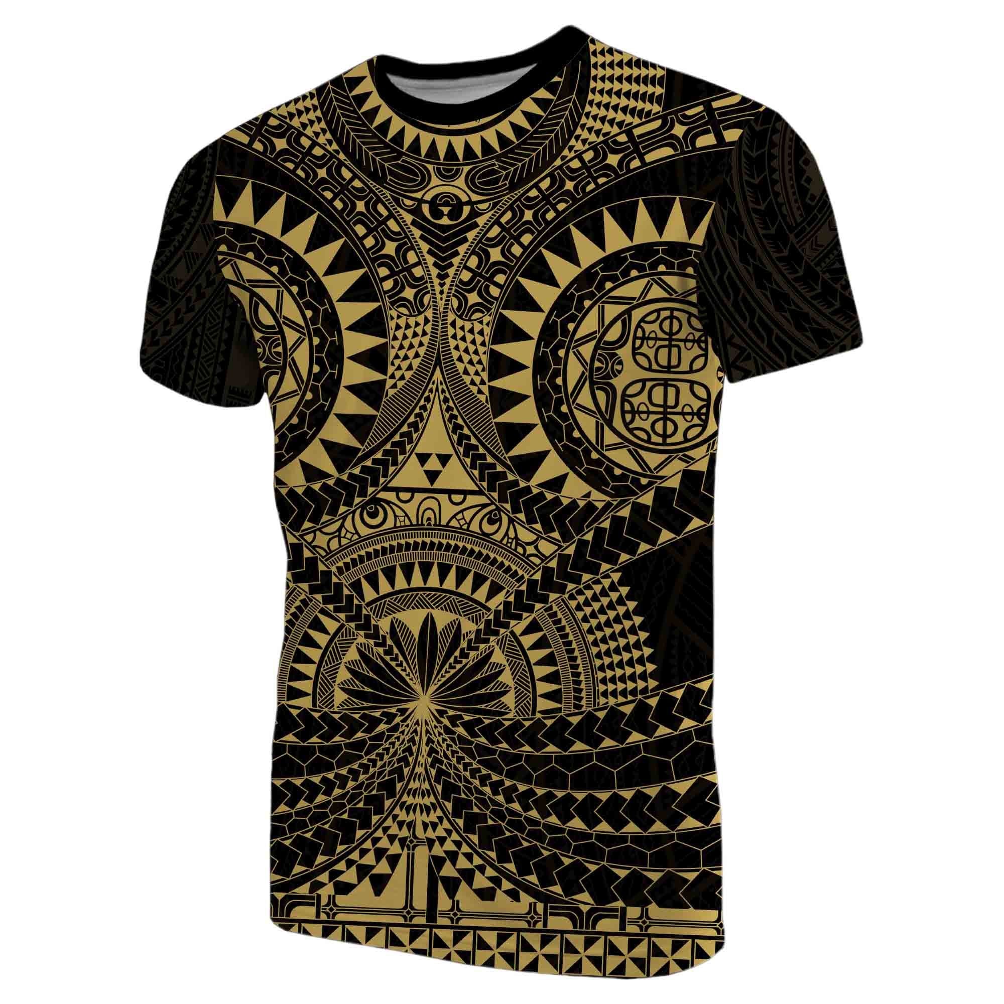 Polynesian Tattoo T shirt Gold - Vibe Hoodie Shop