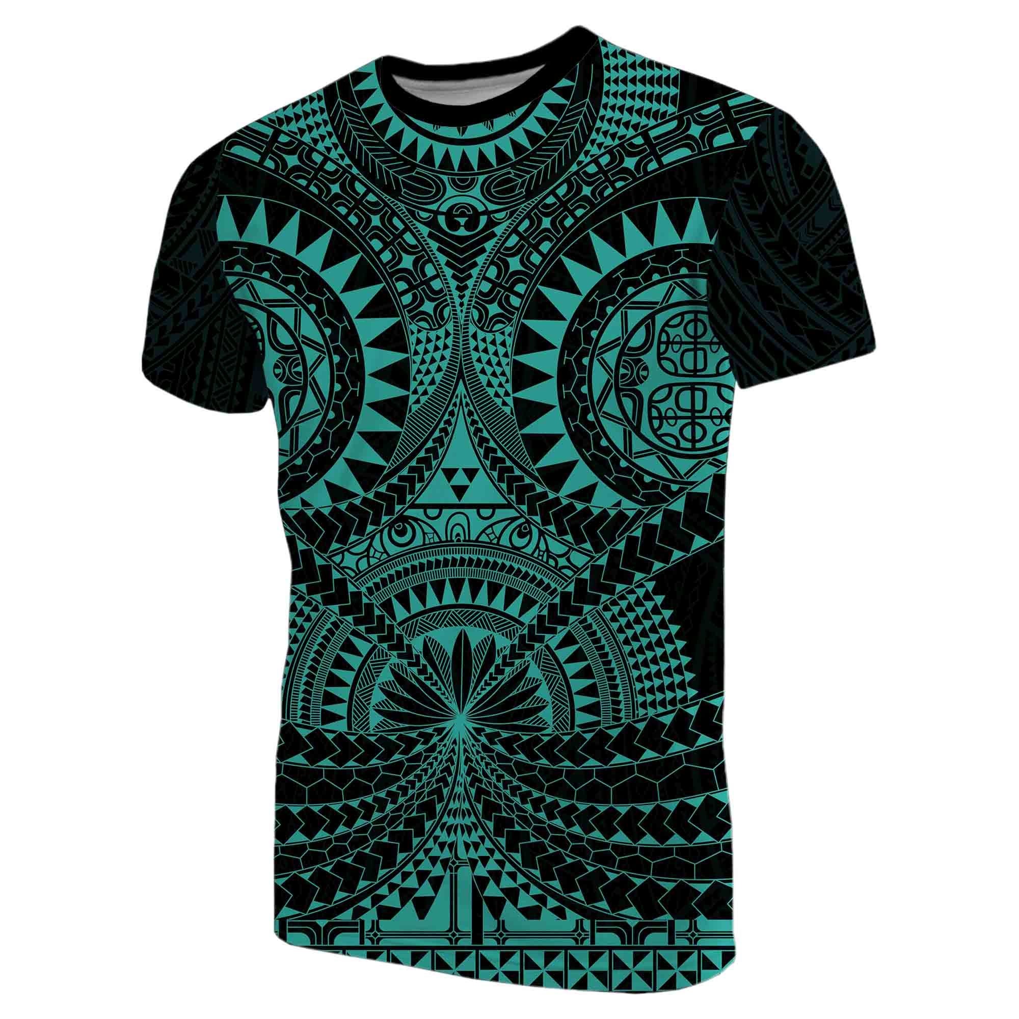 Polynesian Tattoo T shirt Turquoise - Vibe Hoodie Shop