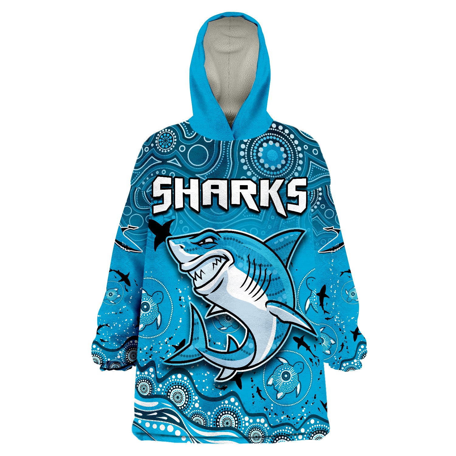 Sharks Rugby Go Sharkies Aboriginal Special Version Wearable Blanket Hoodie - Vibe Hoodie Shop