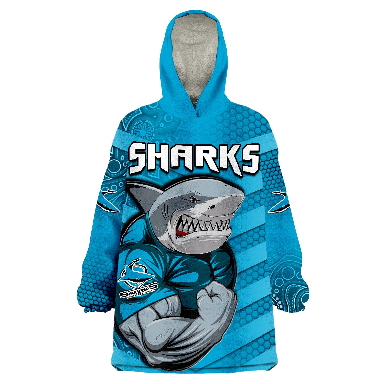 Sharks Rugby Go Sharkies Aboriginal Sporty Version Wearable Blanket Hoodie - Vibe Hoodie Shop