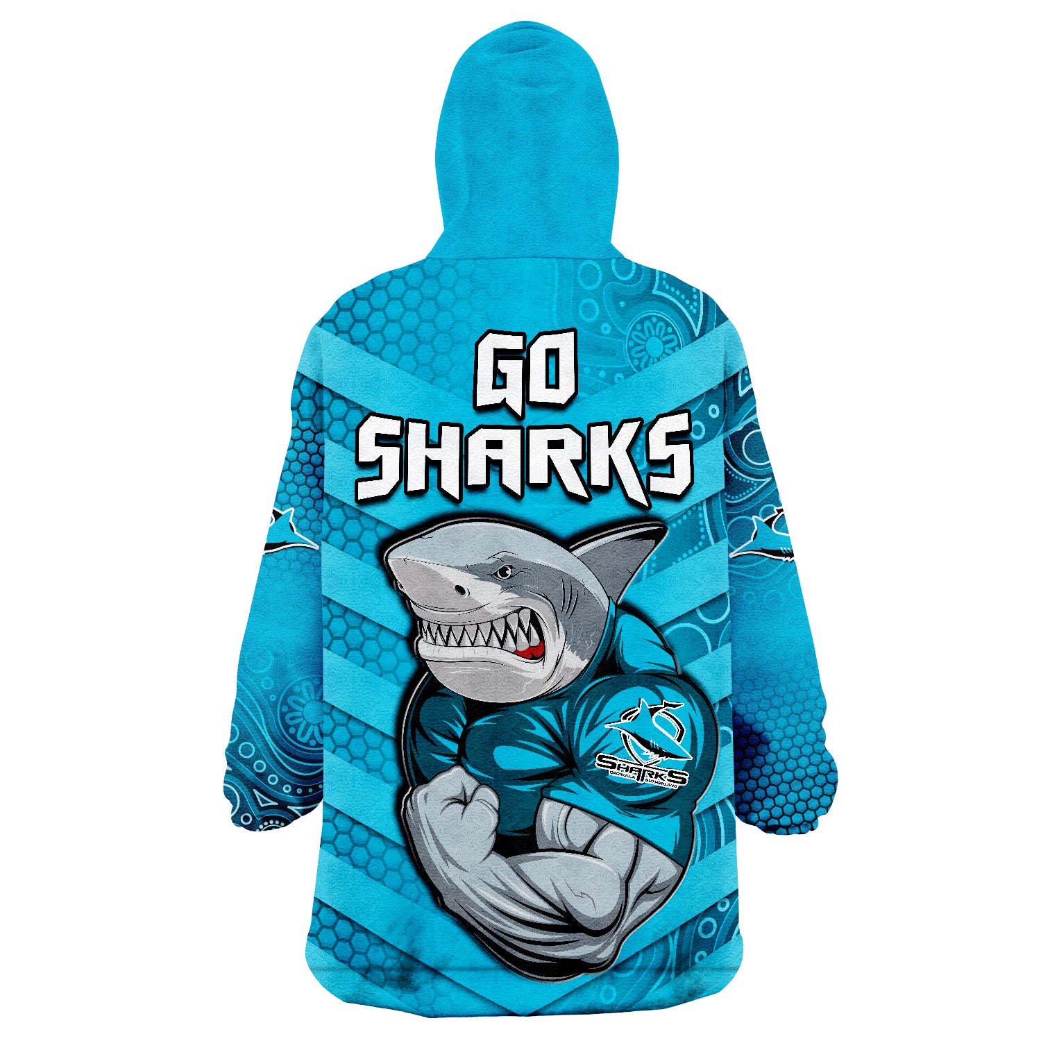 Sharks Rugby Go Sharkies Aboriginal Sporty Version Wearable Blanket Hoodie - Vibe Hoodie Shop