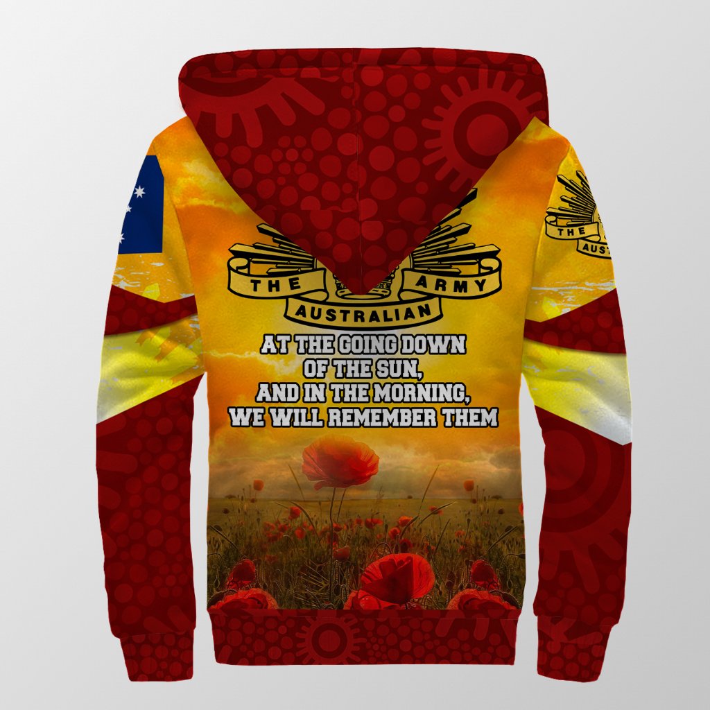 ANZAC Sherpa Hoodie - Lest We Forget Aboriginal Version - Vibe Hoodie Shop