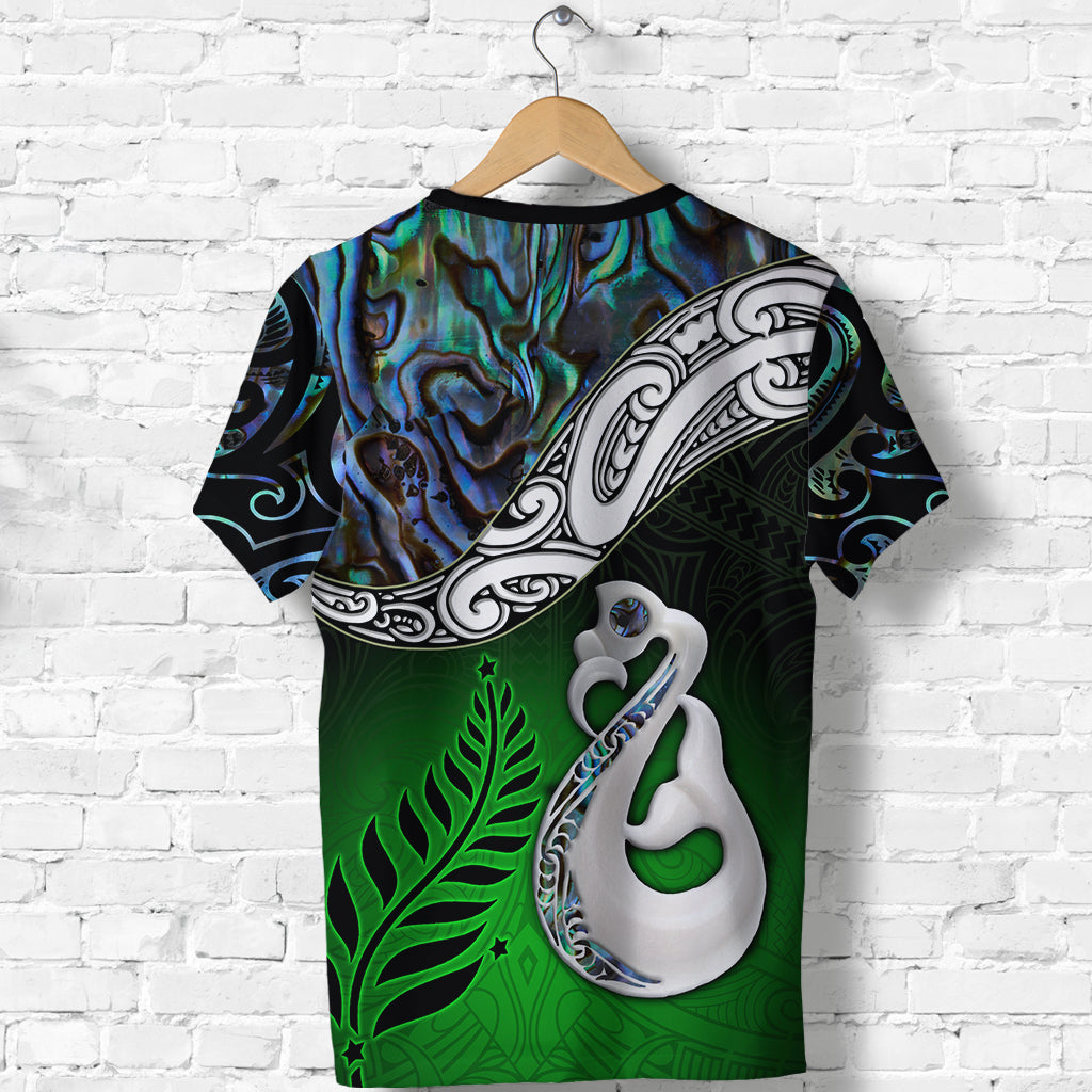 New Zealand Maori T shirt - Manaia Paua Shell Glitter Green LT4 - Vibe Hoodie Shop