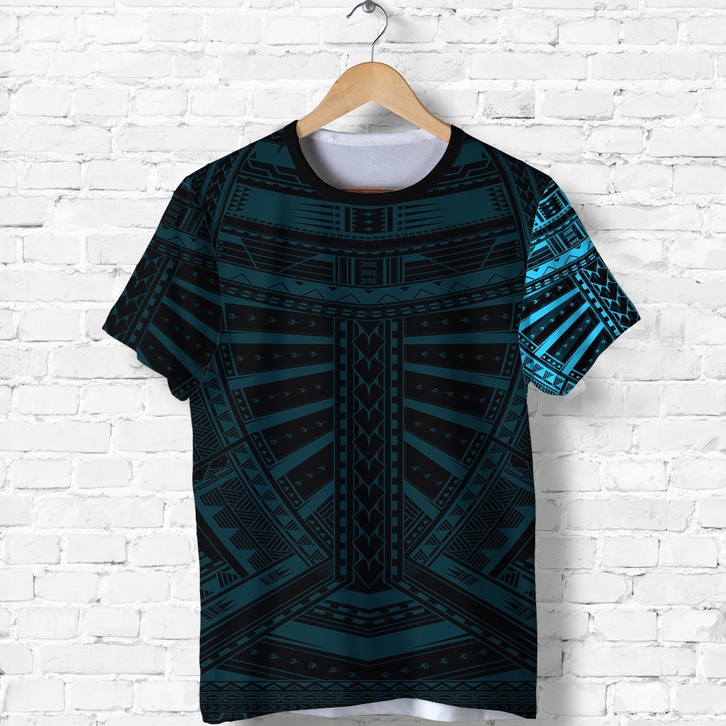 New Zealand Shirt, Maori Samoan Polynesian Tattoo T shirt - Blue - Vibe Hoodie Shop