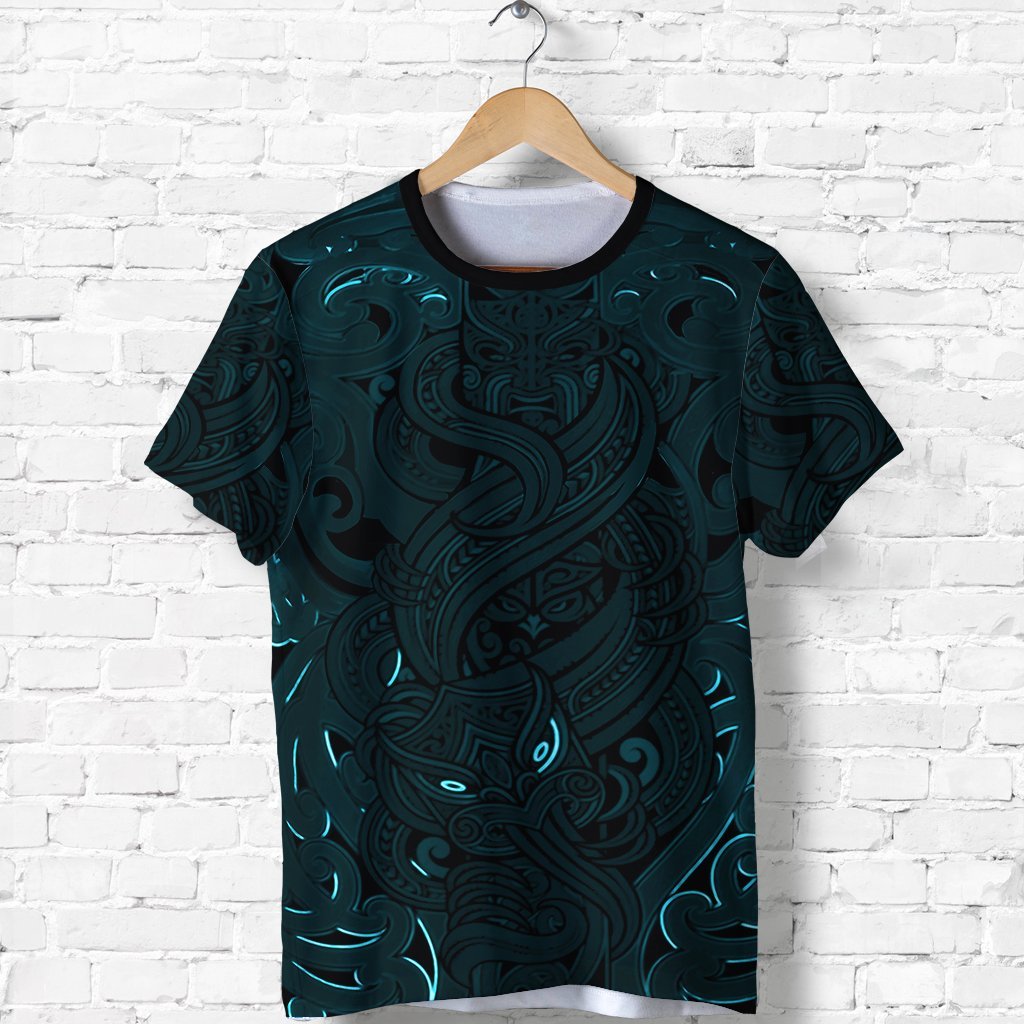 New Zealand Shirt, Maori Gods T shirt, Tumatauenga (God of War) - Blue - Vibe Hoodie Shop