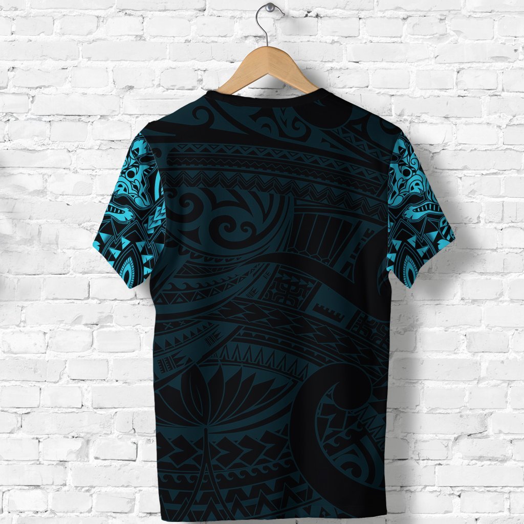 New Zealand Shirt, Maori Tattoo Wolf Dragon T shirt - Blue - Vibe Hoodie Shop