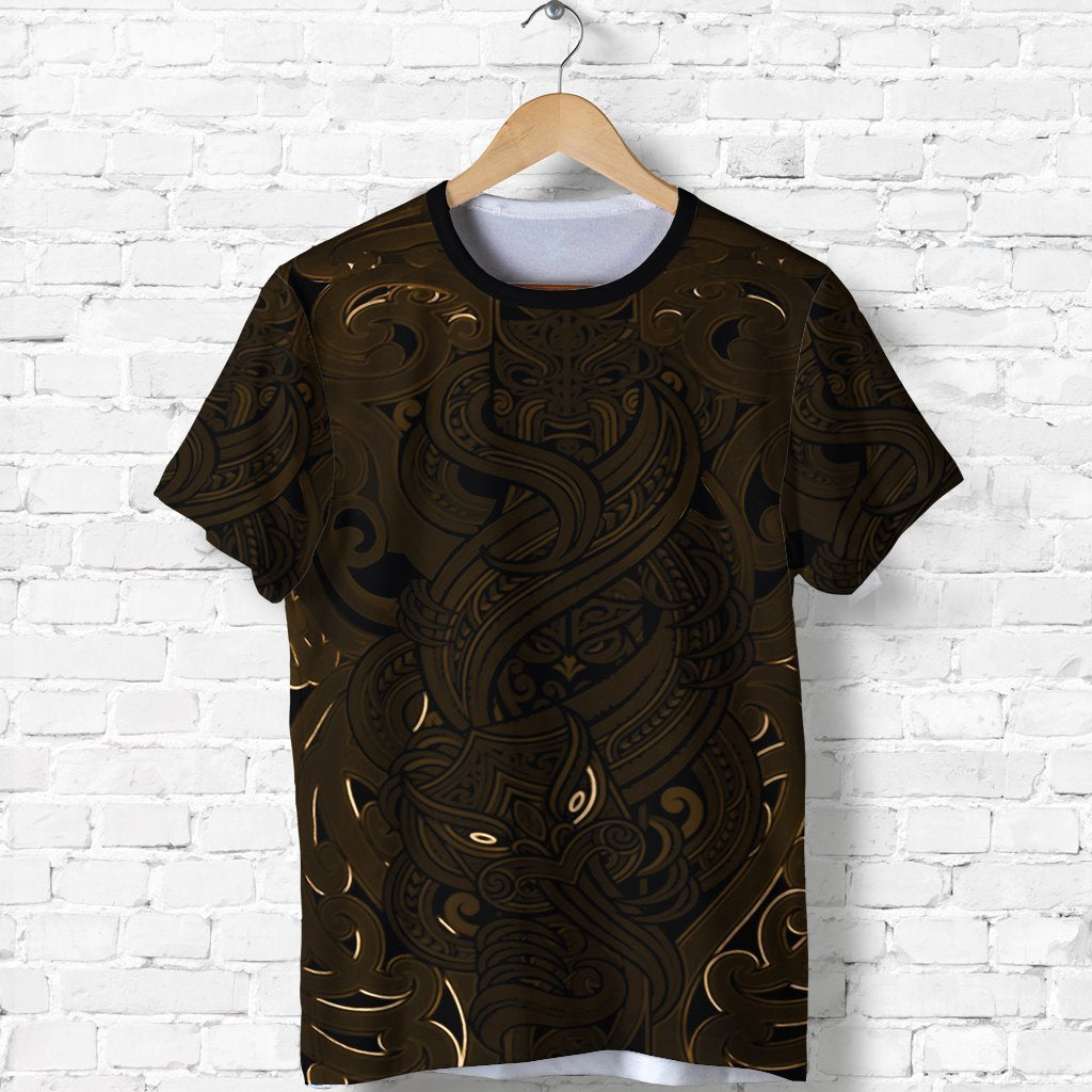 New Zealand Shirt, Maori Gods T shirt, Tumatauenga (God of War) - Gold - Vibe Hoodie Shop