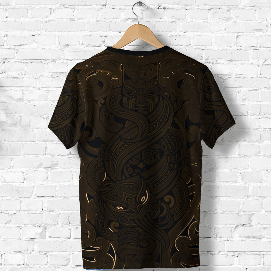 New Zealand Shirt, Maori Gods T shirt, Tumatauenga (God of War) - Gold - Vibe Hoodie Shop