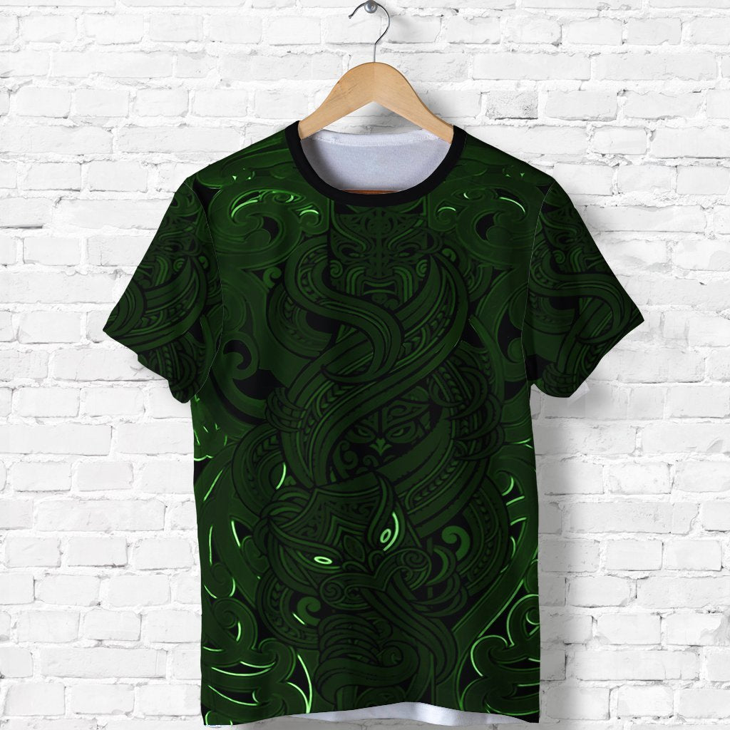 New Zealand Shirt, Maori Gods T shirt, Tumatauenga (God of War) - Green - Vibe Hoodie Shop