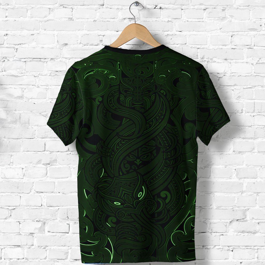 New Zealand Shirt, Maori Gods T shirt, Tumatauenga (God of War) - Green - Vibe Hoodie Shop