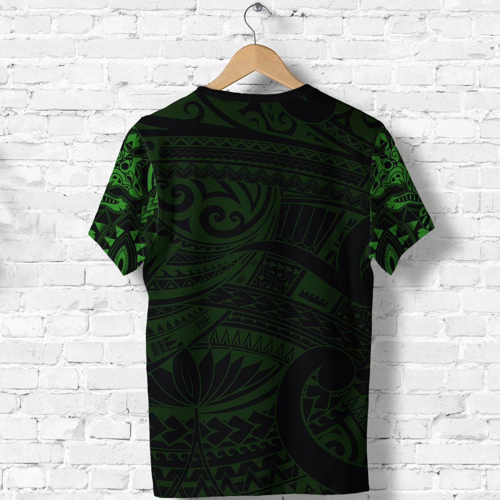 New Zealand Shirt, Maori Tattoo Wolf Dragon T shirt - Green - Vibe Hoodie Shop