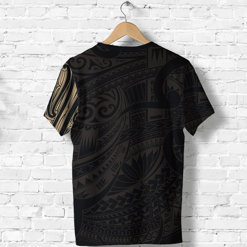 New Zealand T shirt Maori Lion Tattoo - Gold - Vibe Hoodie Shop