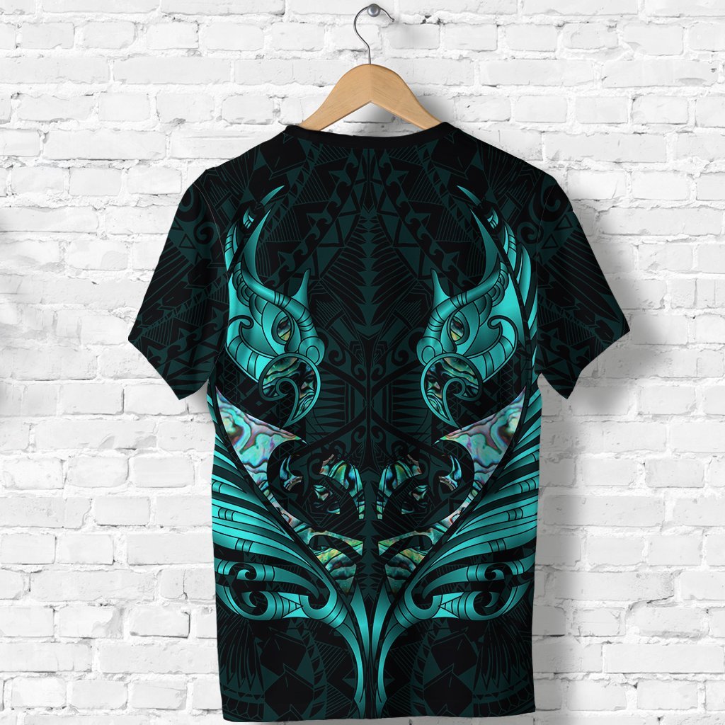 New Zealand T shirt Manaia Paua Fern Wing - Turquoise - Vibe Hoodie Shop