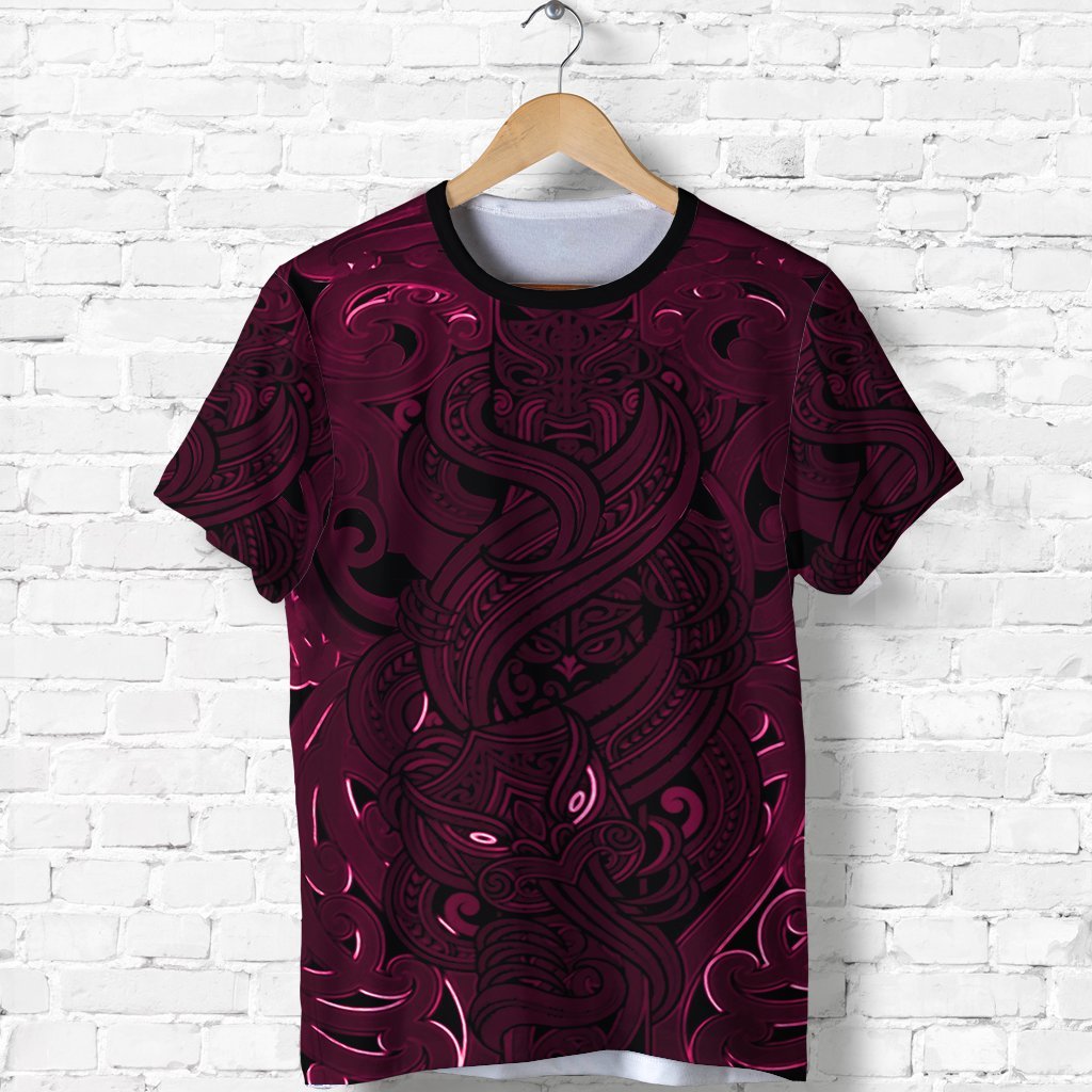 New Zealand Shirt, Maori Gods T shirt, Tumatauenga (God of War) - Pink - Vibe Hoodie Shop