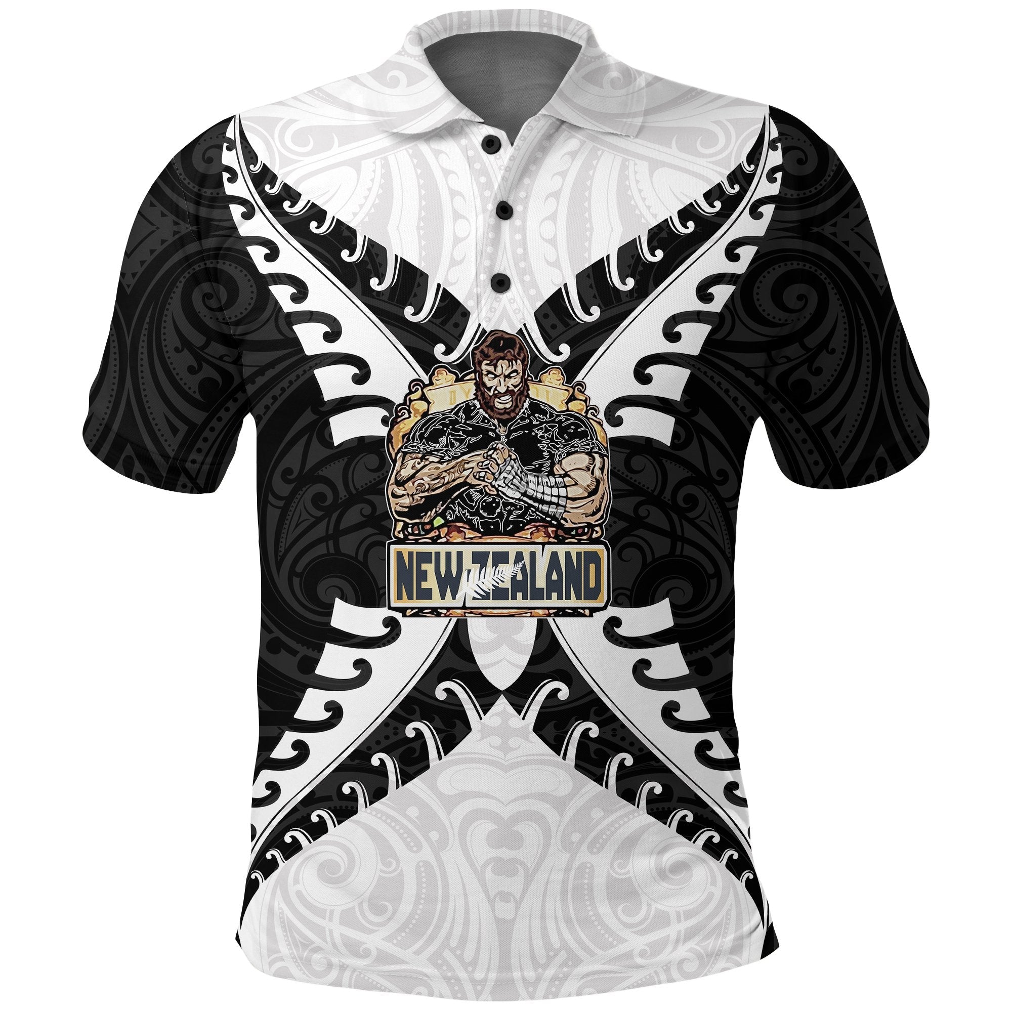 New Zealand Polo Shirt Hoodie Rugby Kia Kaha - Vibe Hoodie Shop