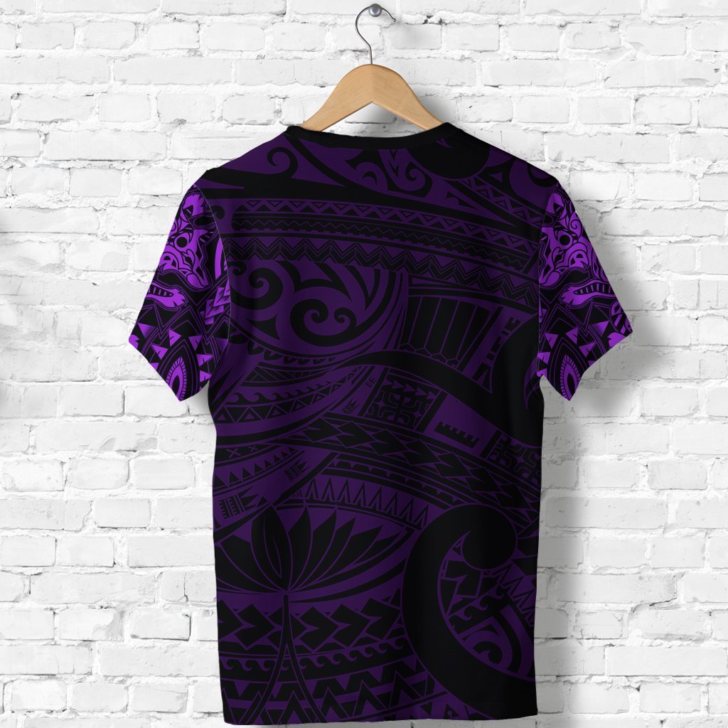 New Zealand Shirt, Maori Tattoo Wolf Dragon T shirt - Purple - Vibe Hoodie Shop