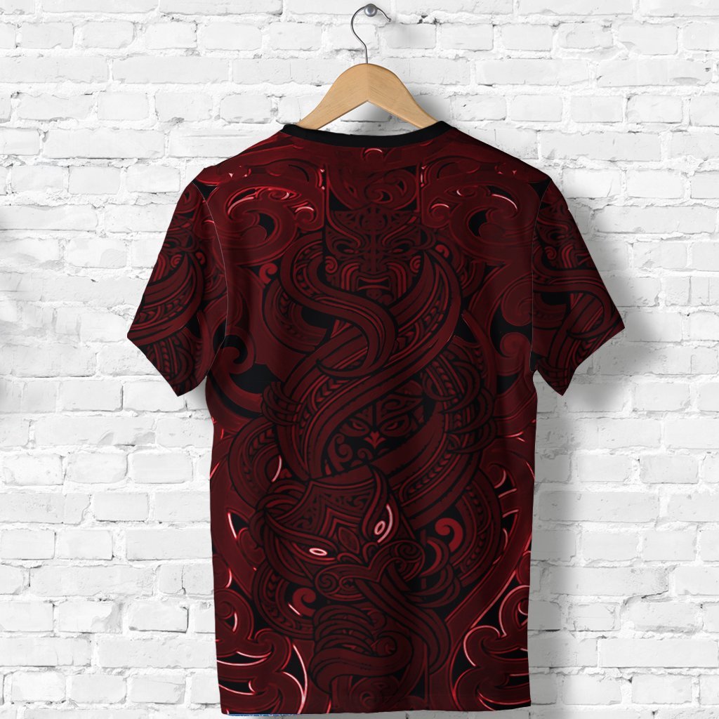 New Zealand Shirt, Maori Gods T shirt, Tumatauenga (God of War) - Red - Vibe Hoodie Shop