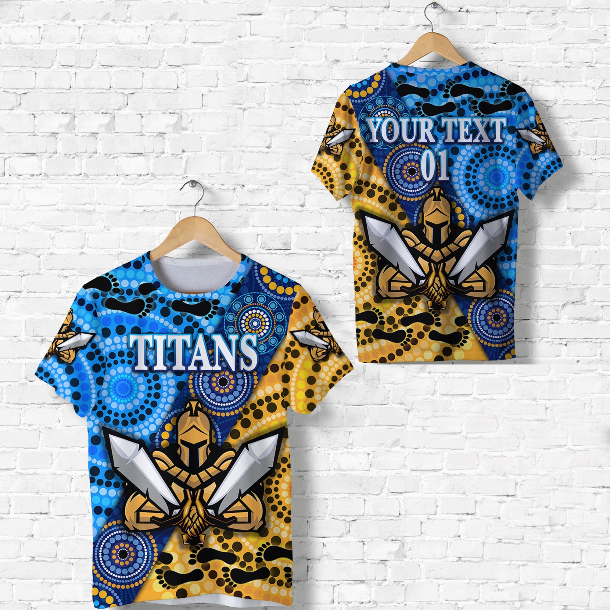 (Custom Personalised) Gold Coast Titans T shirt 2021 Indigenous, Custom Text And Number - Vibe Hoodie Shop