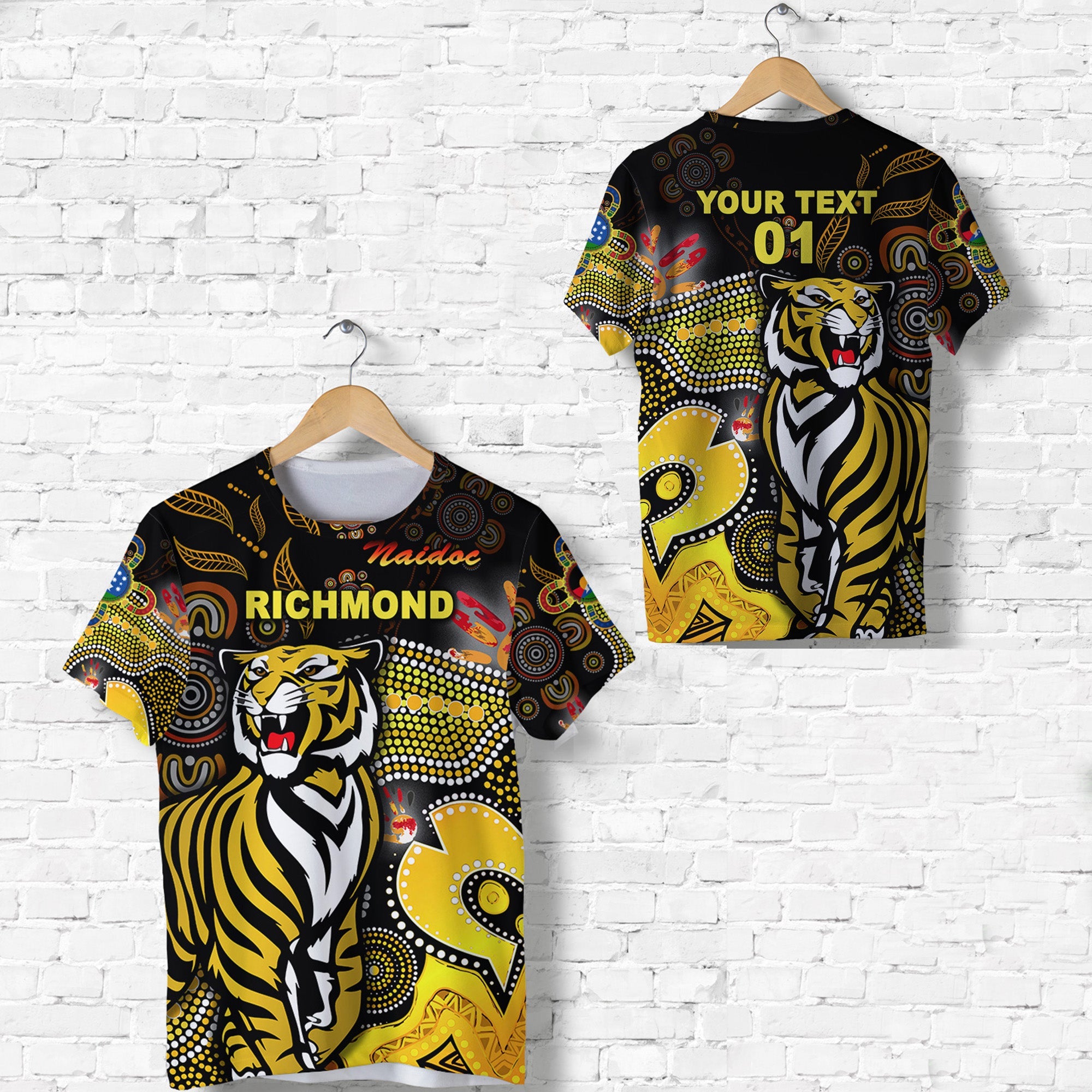 (Custom Personalised) Richmond Tigers T shirt NAIDOC Heal Country! Heal Our Nation - Original, Custom Text And Number - Vibe Hoodie Shop