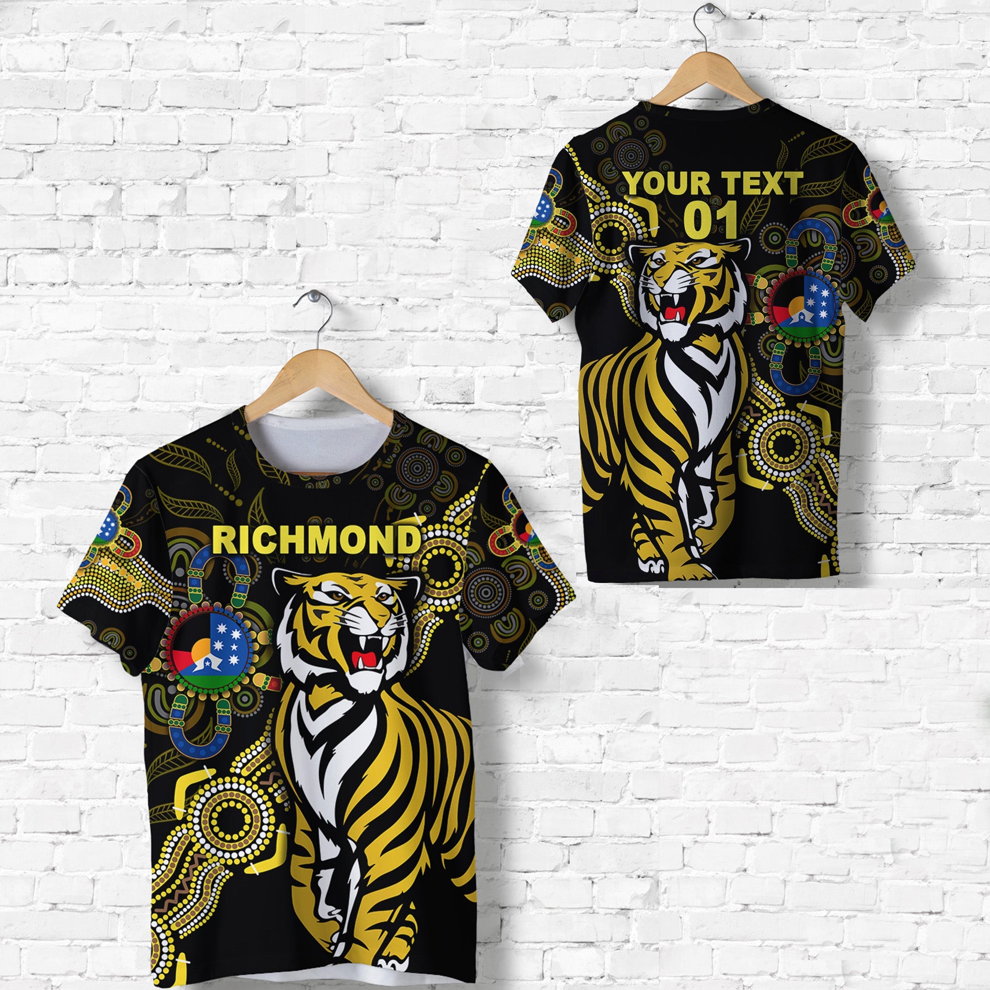 (Custom Personalised) Richmond Tigers T shirt NAIDOC Heal Country! Heal Our Nation - Indigenous Vibes, Custom Text And Number - Vibe Hoodie Shop