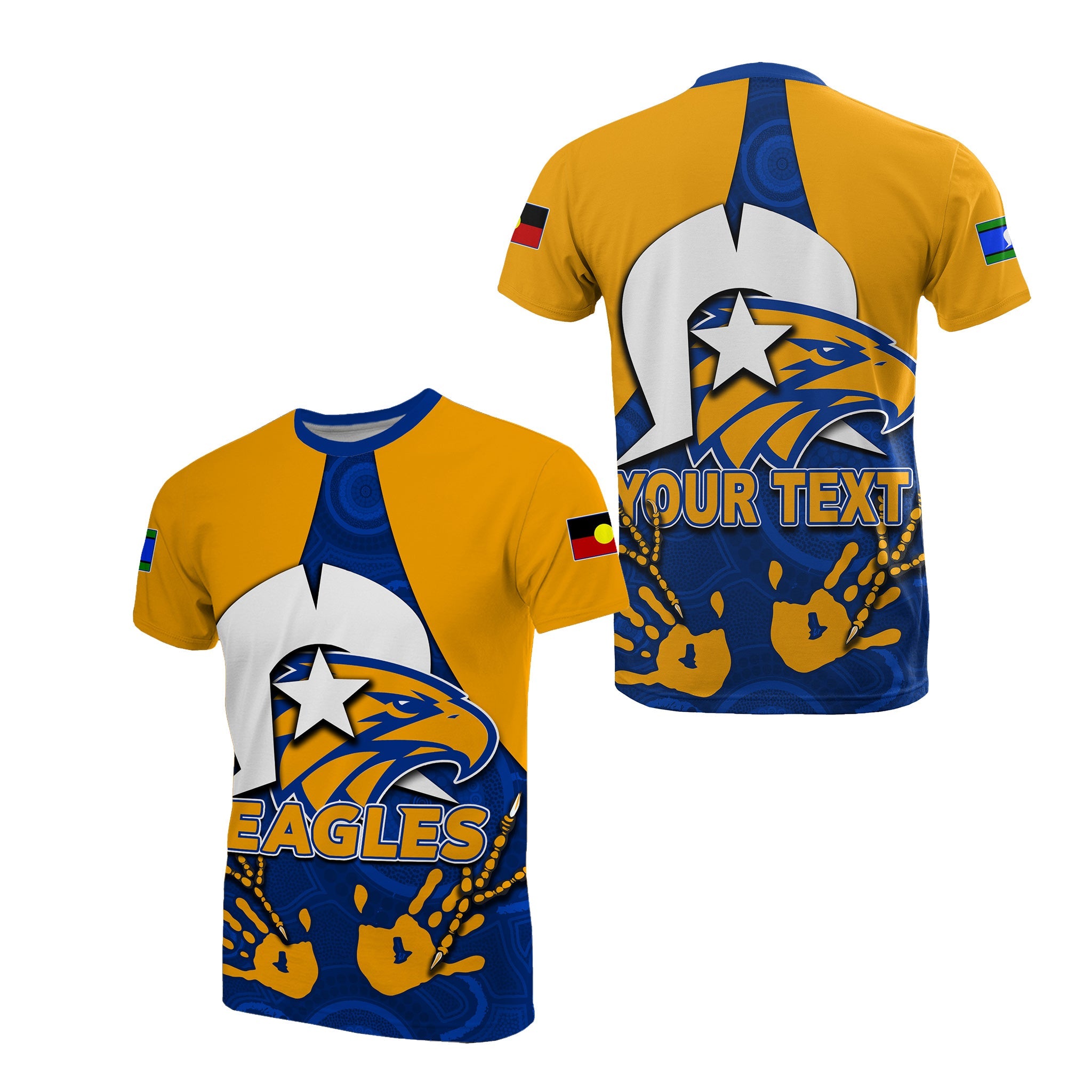 (Custom Personalised) NAIDOC West Coast Eagles T shirt Aboriginal Patterns - Vibe Hoodie Shop