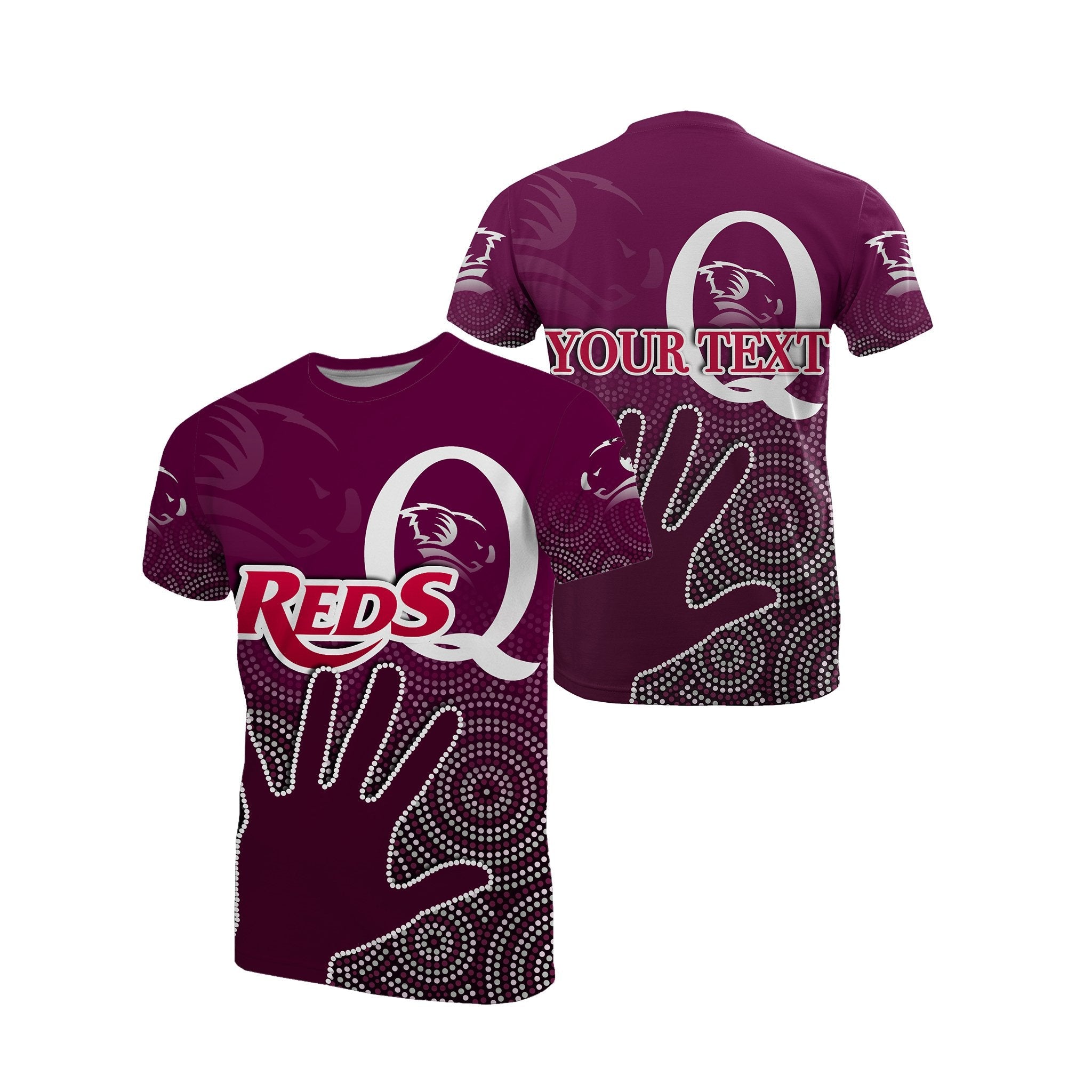 (Custom Personalised) Queensland Reds T shirt Aboriginal - Vibe Hoodie Shop