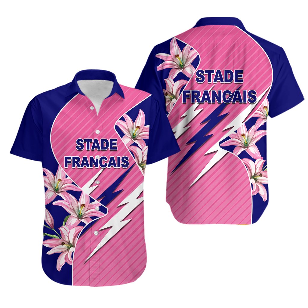 Stade Fran ais Hawaiian Shirt Pink Lillies - Vibe Hoodie Shop