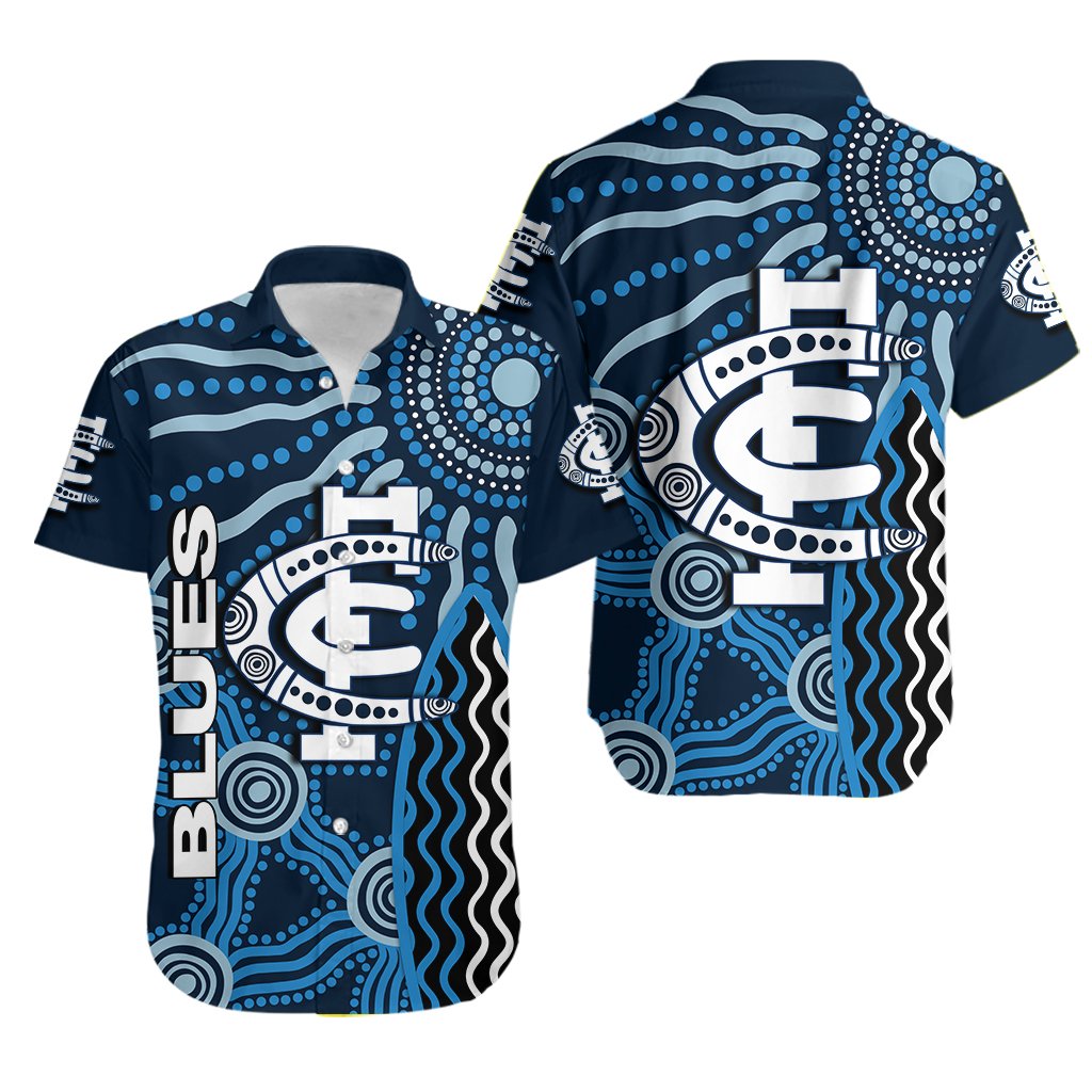 Carlton Blues Hawaiian Shirt Aboriginal - Vibe Hoodie Shop