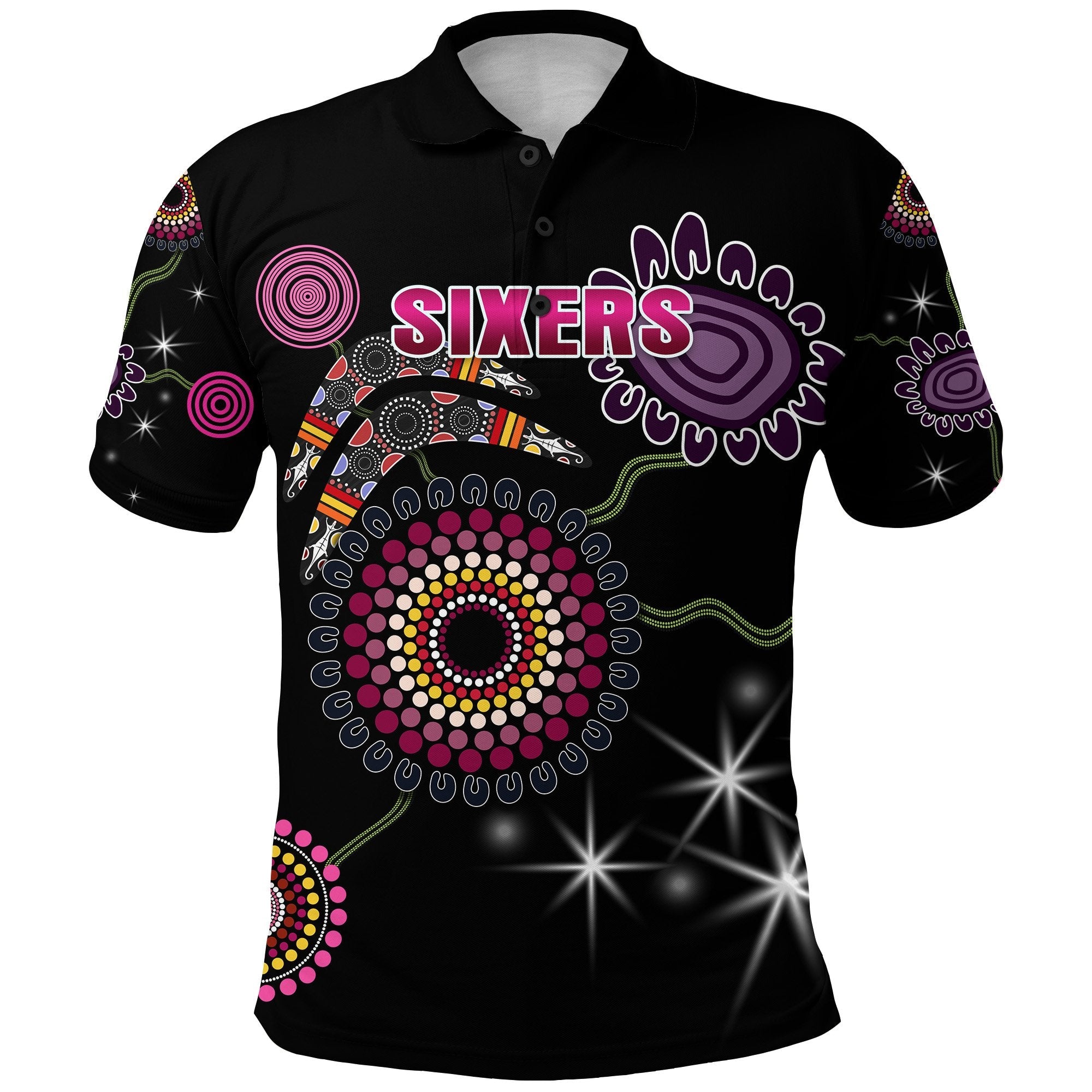 Sydney Polo Shirt Sixers Indigenous Black - Vibe Hoodie Shop