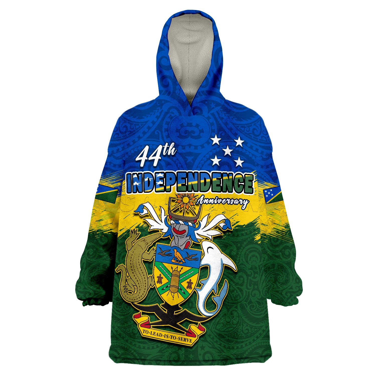 Solomon Islands Happy 44th Independence Anniversary Polynesian Pattern Wearable Blanket Hoodie - Vibe Hoodie Shop