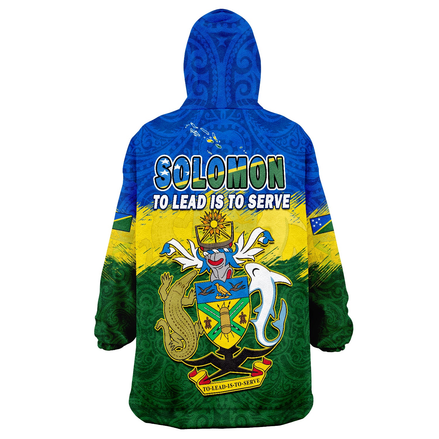 Solomon Islands Happy 44th Independence Anniversary Polynesian Pattern Wearable Blanket Hoodie - Vibe Hoodie Shop