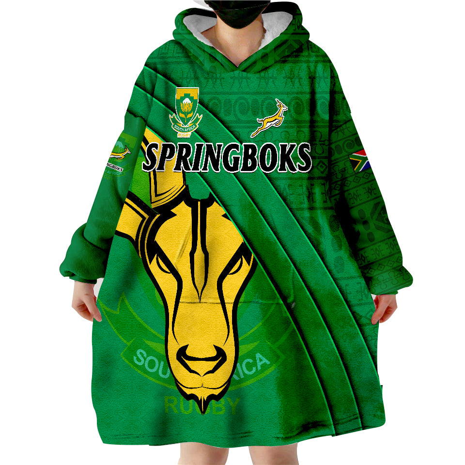 South Africa Rugby Bokke Springboks With African Pattern Stronger Together Wearable Blanket Hoodie - Vibe Hoodie Shop