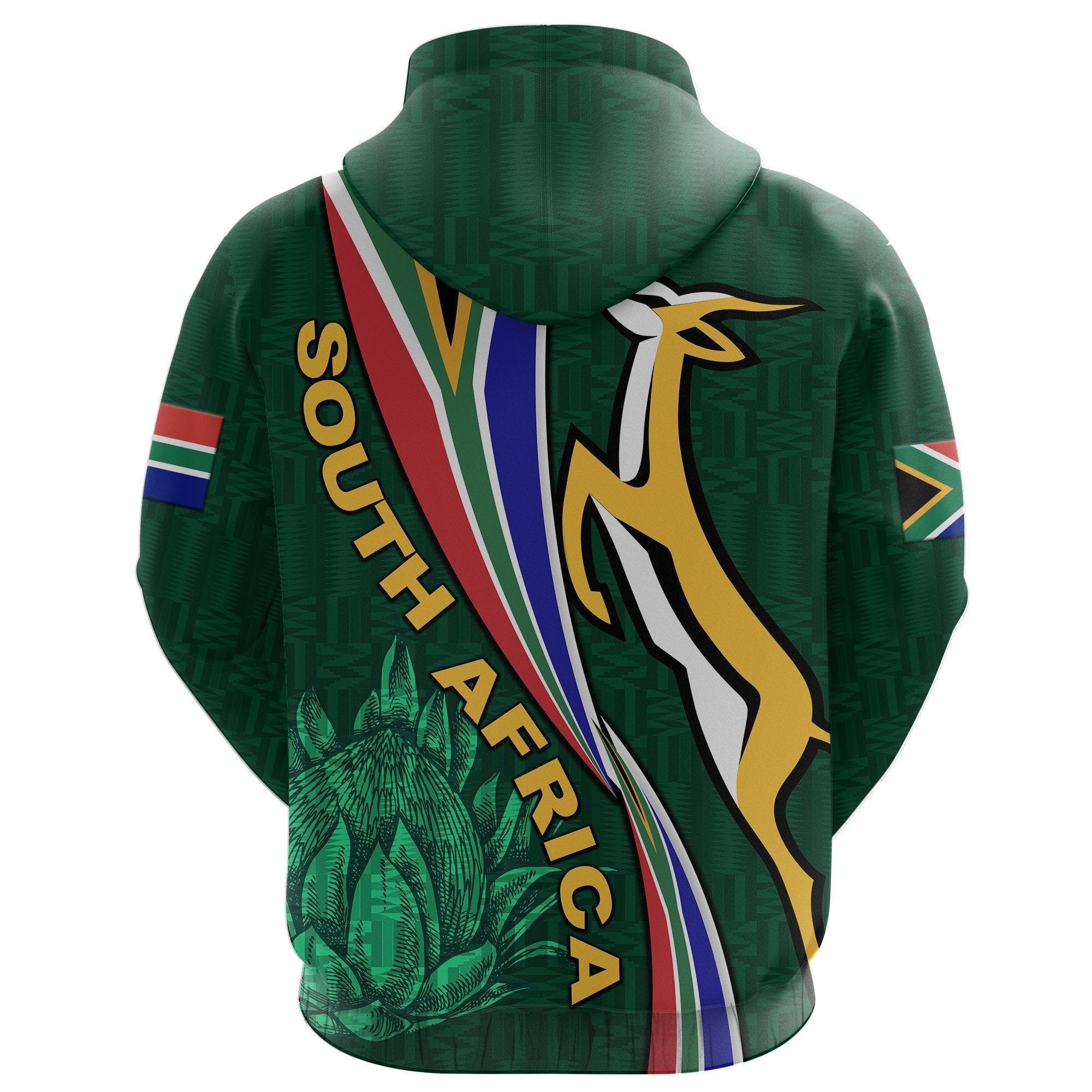 South Africa Zip Hoodie Springboks Rugby Be Unique - Green - Vibe Hoodie Shop