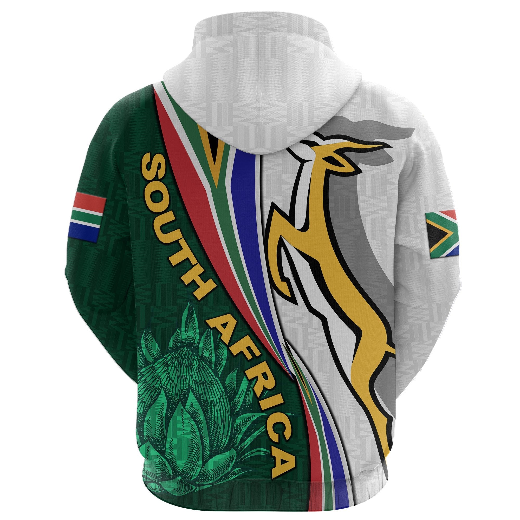 South Africa Zip Hoodie Springboks Rugby Be Unique - White - Vibe Hoodie Shop