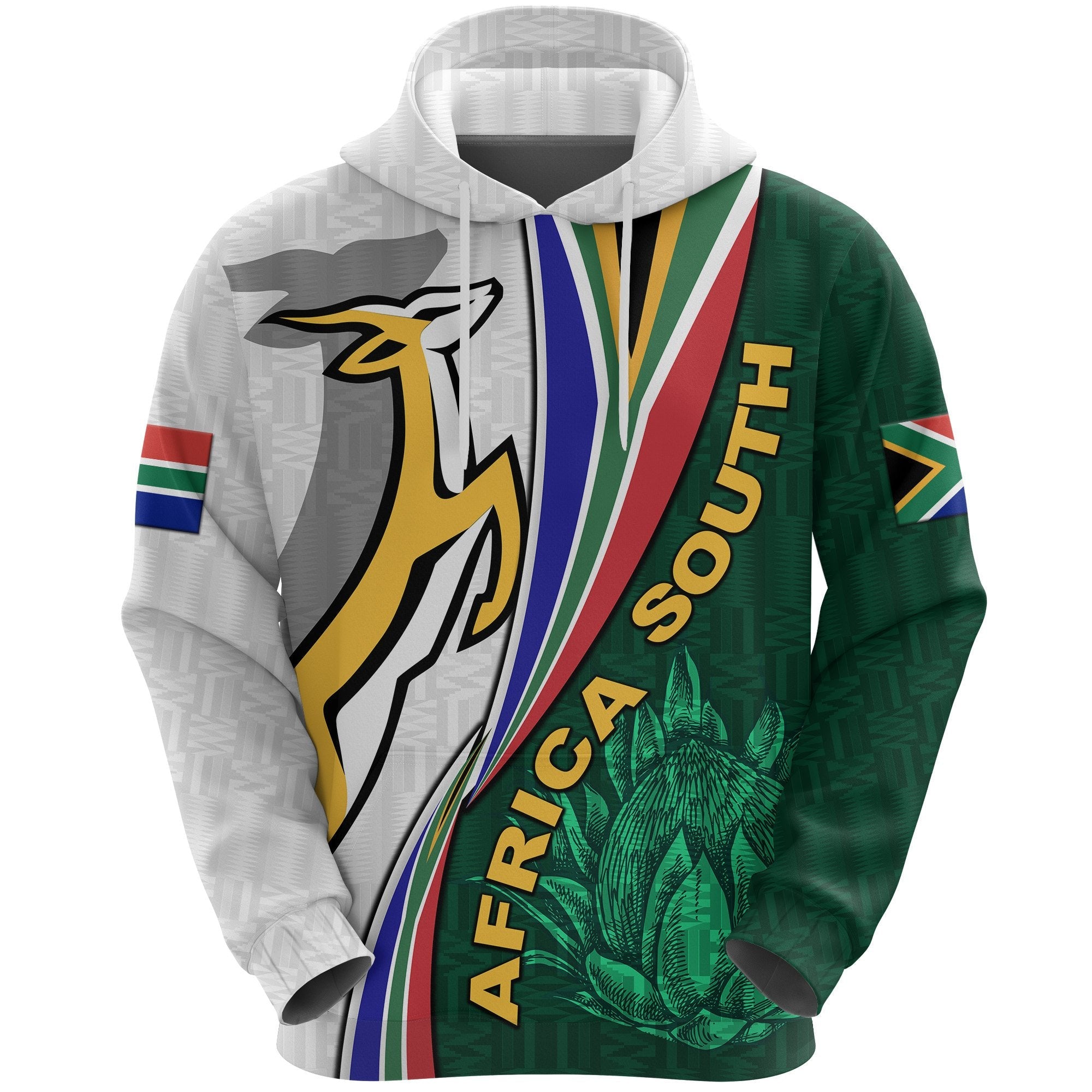 South Africa Hoodie Springboks Rugby Be Unique - White - Vibe Hoodie Shop