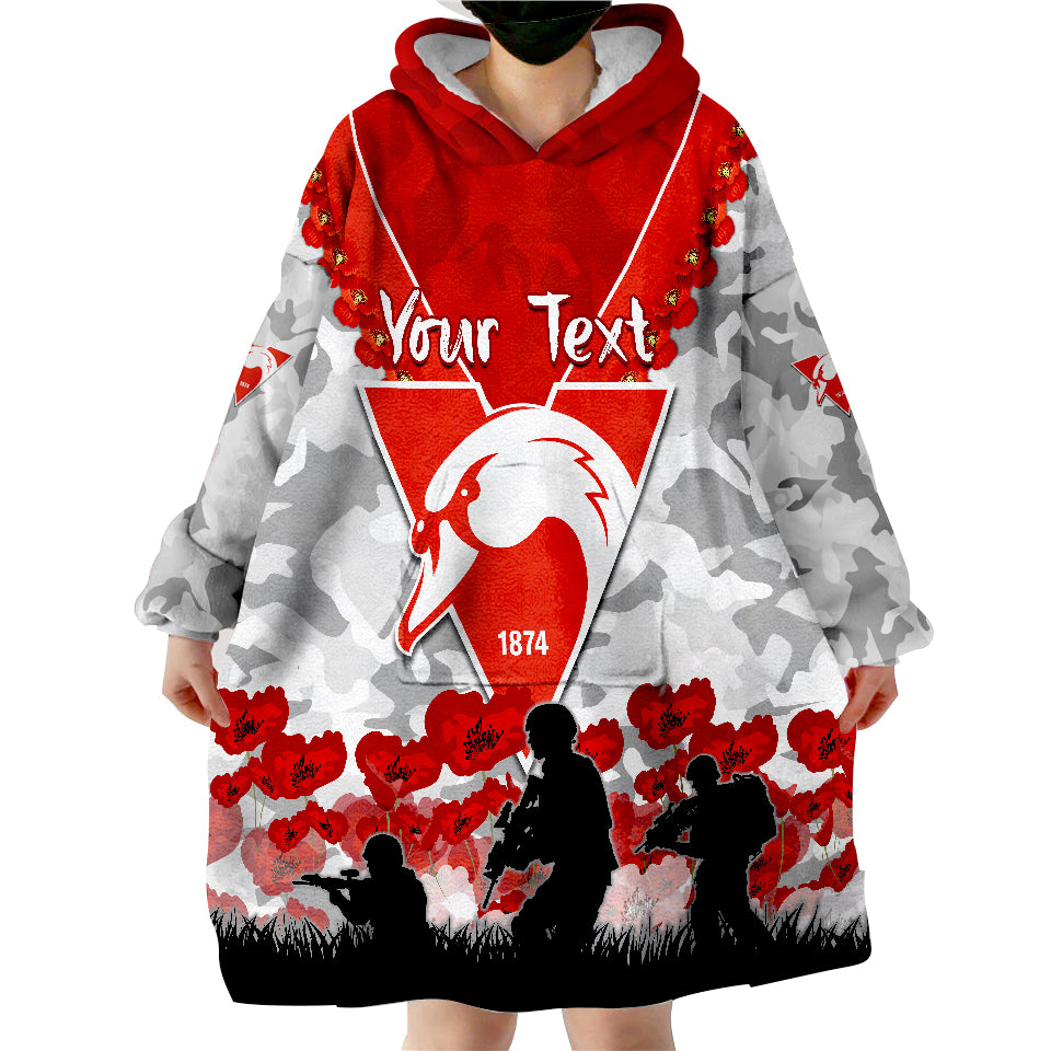 Swans ANZAC 2022 Bloods Sydney Poppy Flowers Wearable Blanket Hoodie - Vibe Hoodie Shop