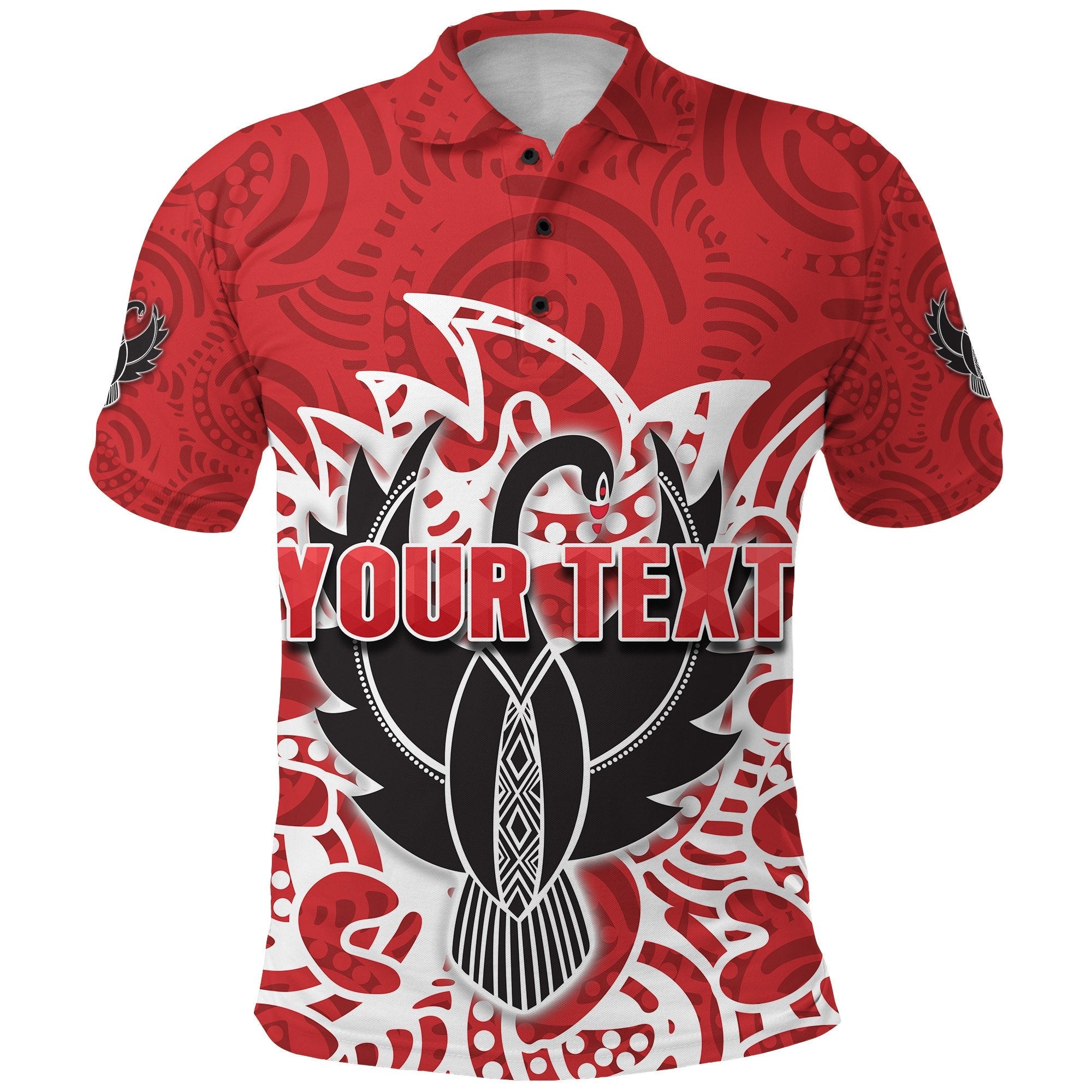 (Custom Personalised) Sydney Polo Shirt Simple Indigenous Swans - Vibe Hoodie Shop