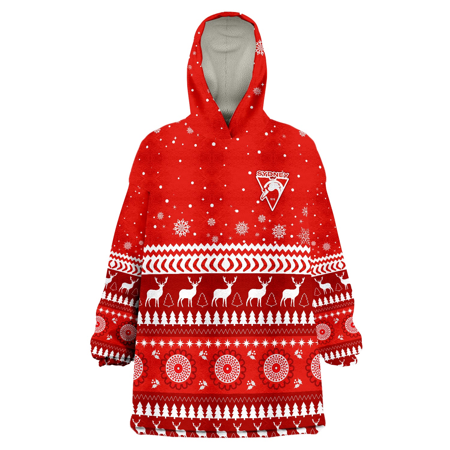 Swans Football Christmas Sydney Wearable Blanket Hoodie - Vibe Hoodie Shop