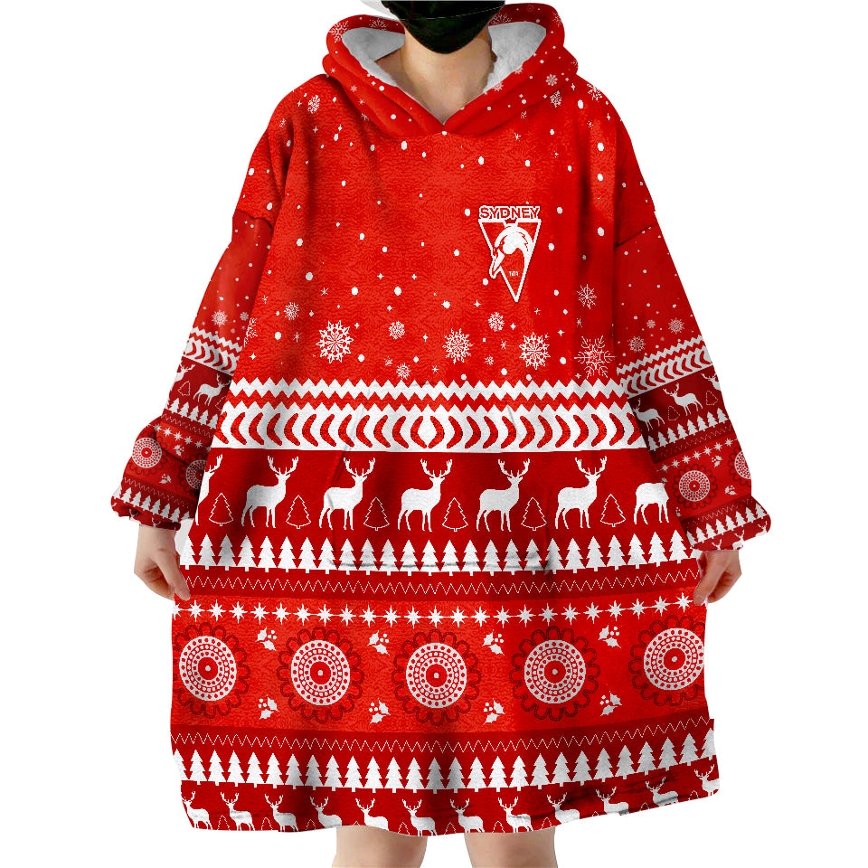 Swans Football Christmas Sydney Wearable Blanket Hoodie - Vibe Hoodie Shop