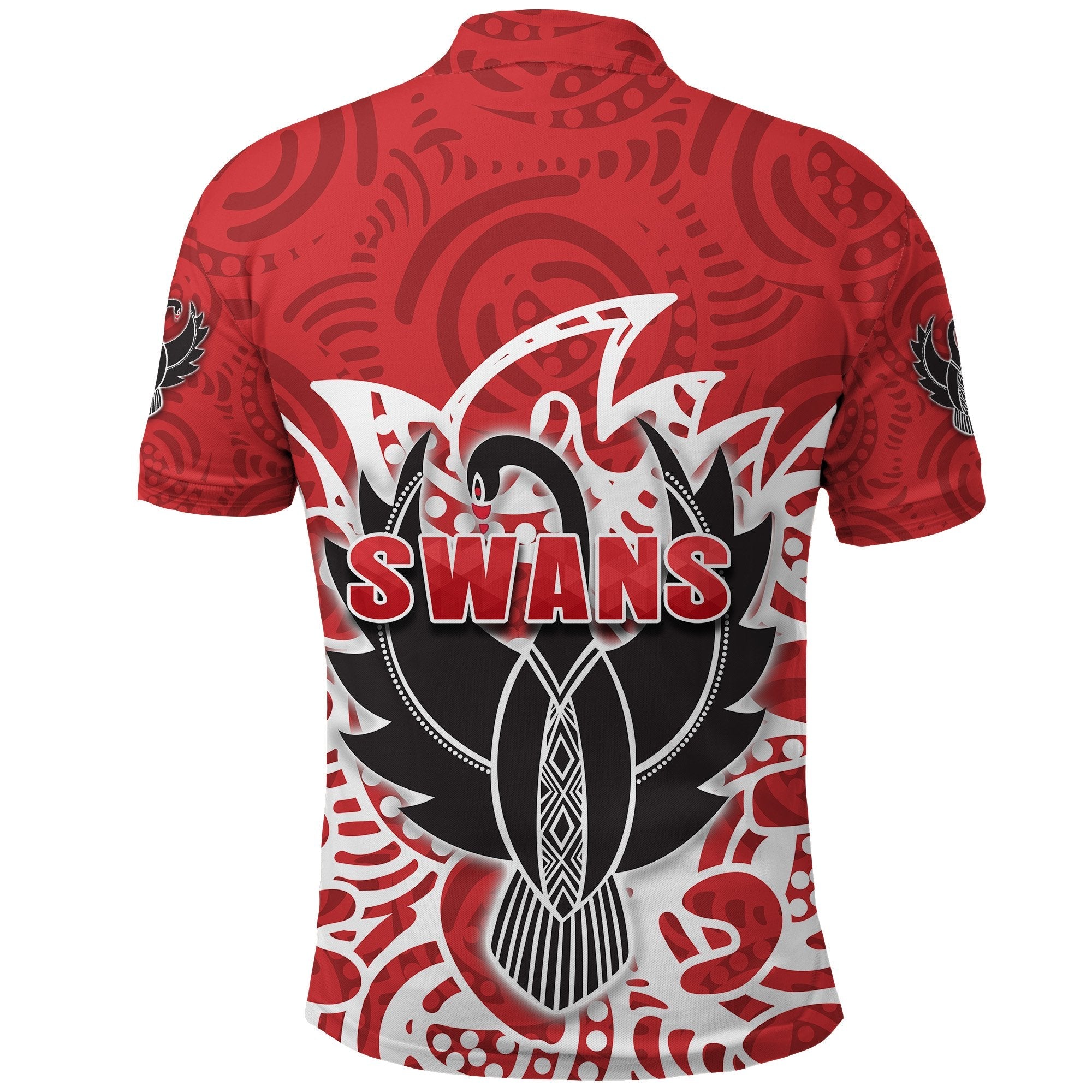 (Custom Personalised) Sydney Polo Shirt Simple Indigenous Swans - Vibe Hoodie Shop