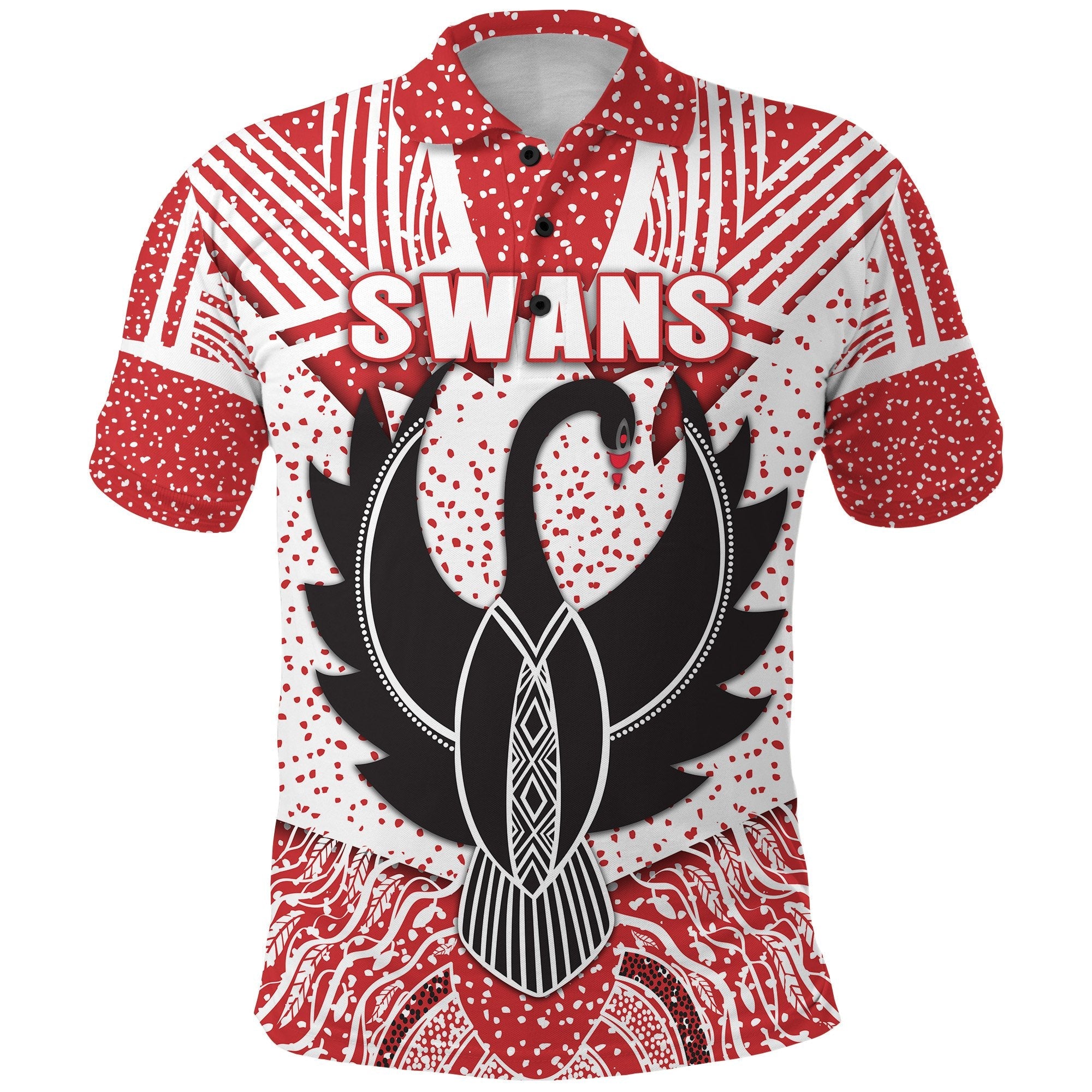 Sydney Polo Shirt Indigenous Swans - Vibe Hoodie Shop